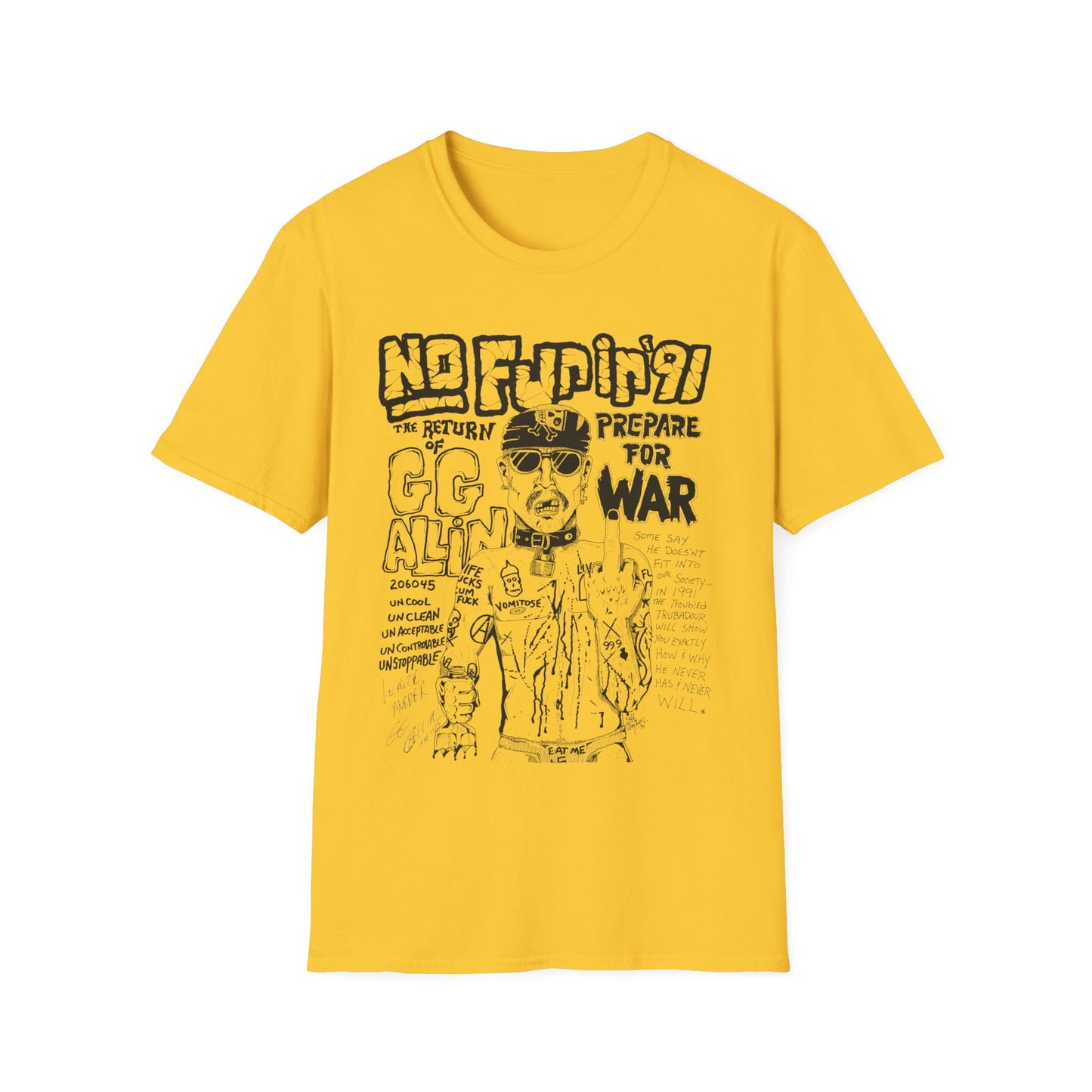 no fun in '91 gg allin show poster tshirt