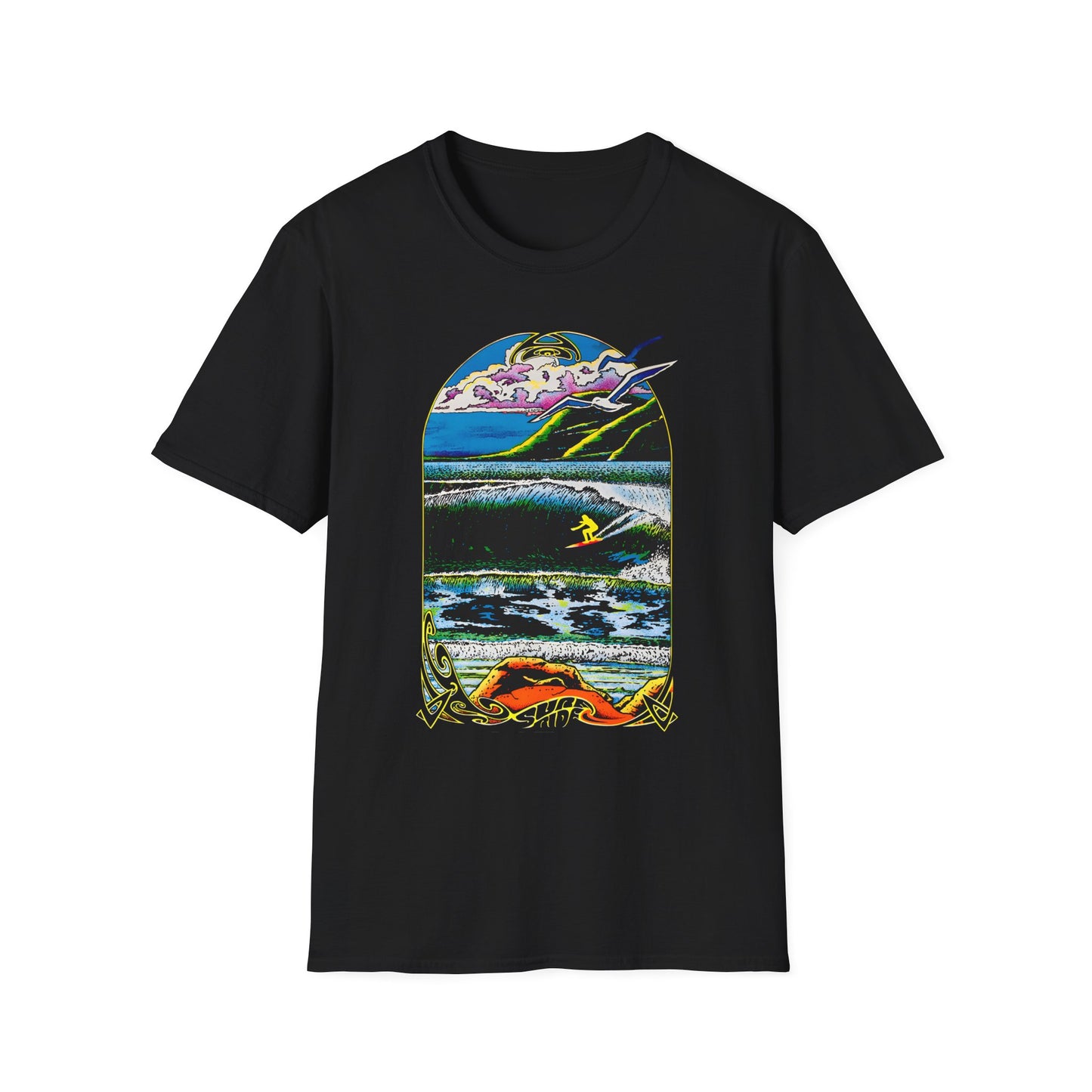 1976 surf rider psychedelic black light poster tshirt