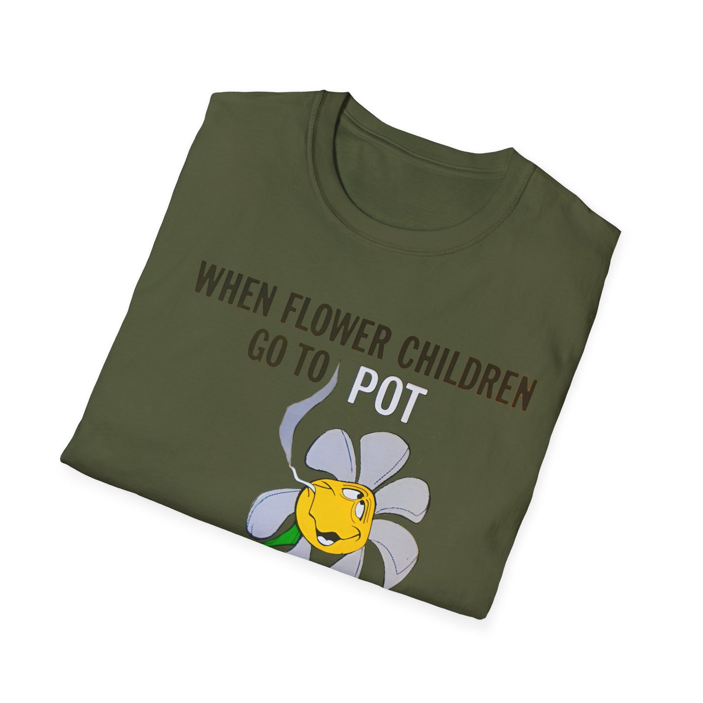 1960s/70s anti-drug poster tshirt "when flower children go to pot, they become blooming idiots?" by smartset smarteen s.o.s tshirt