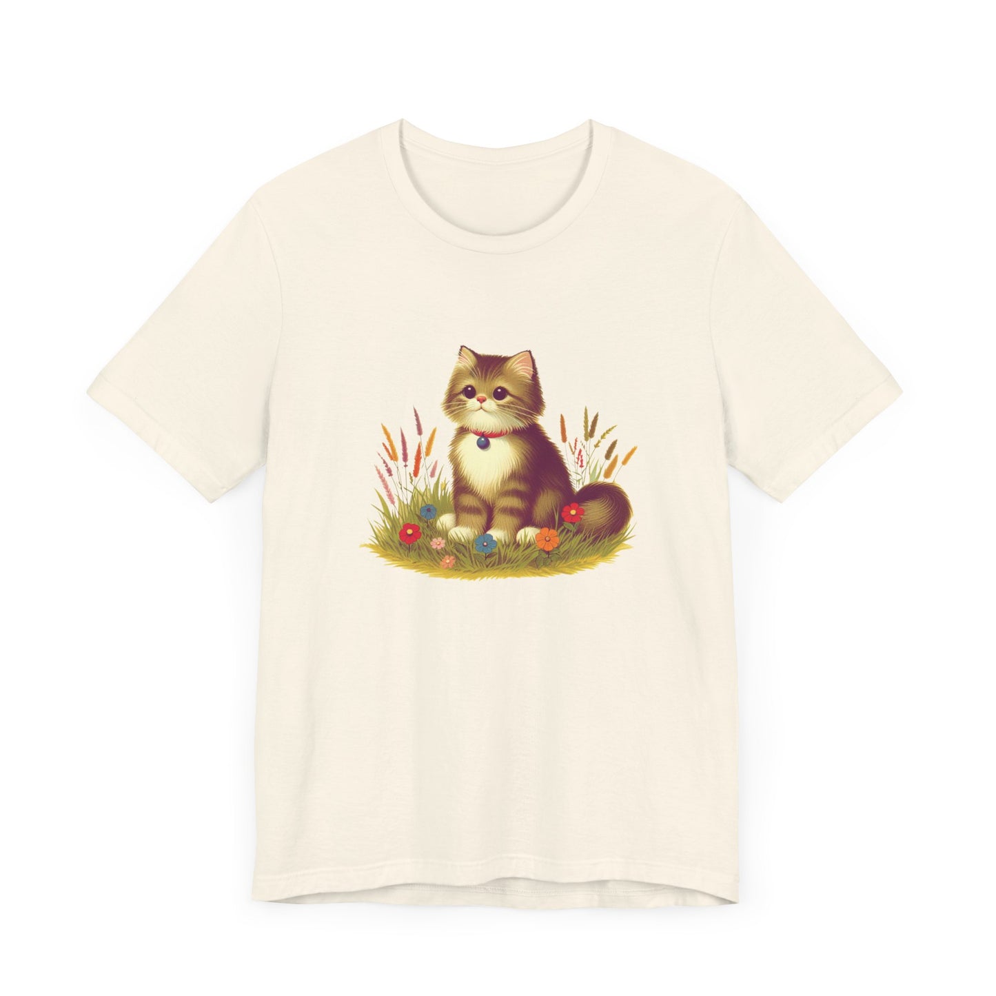 cute cat sitting in the grass tshirt