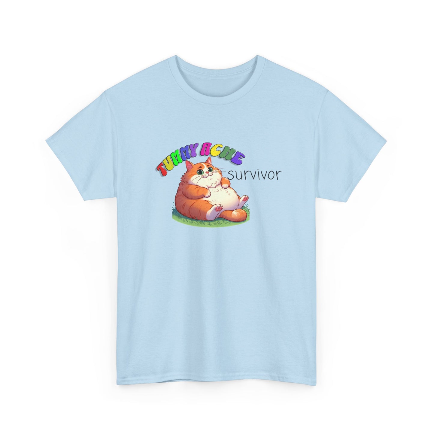 tummy ache survivor stuffed kitty silly tshirt