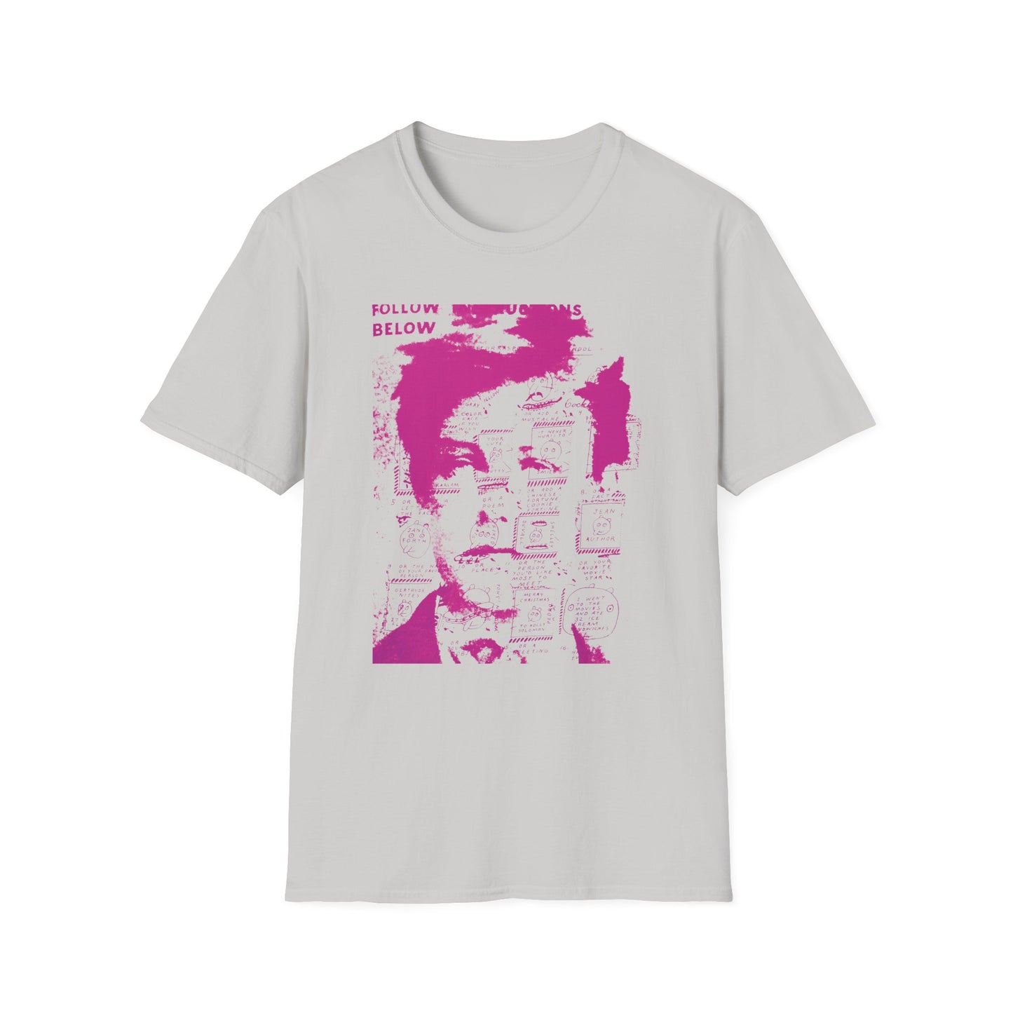 ray johnson arthur rimbaud art in pink tshirt
