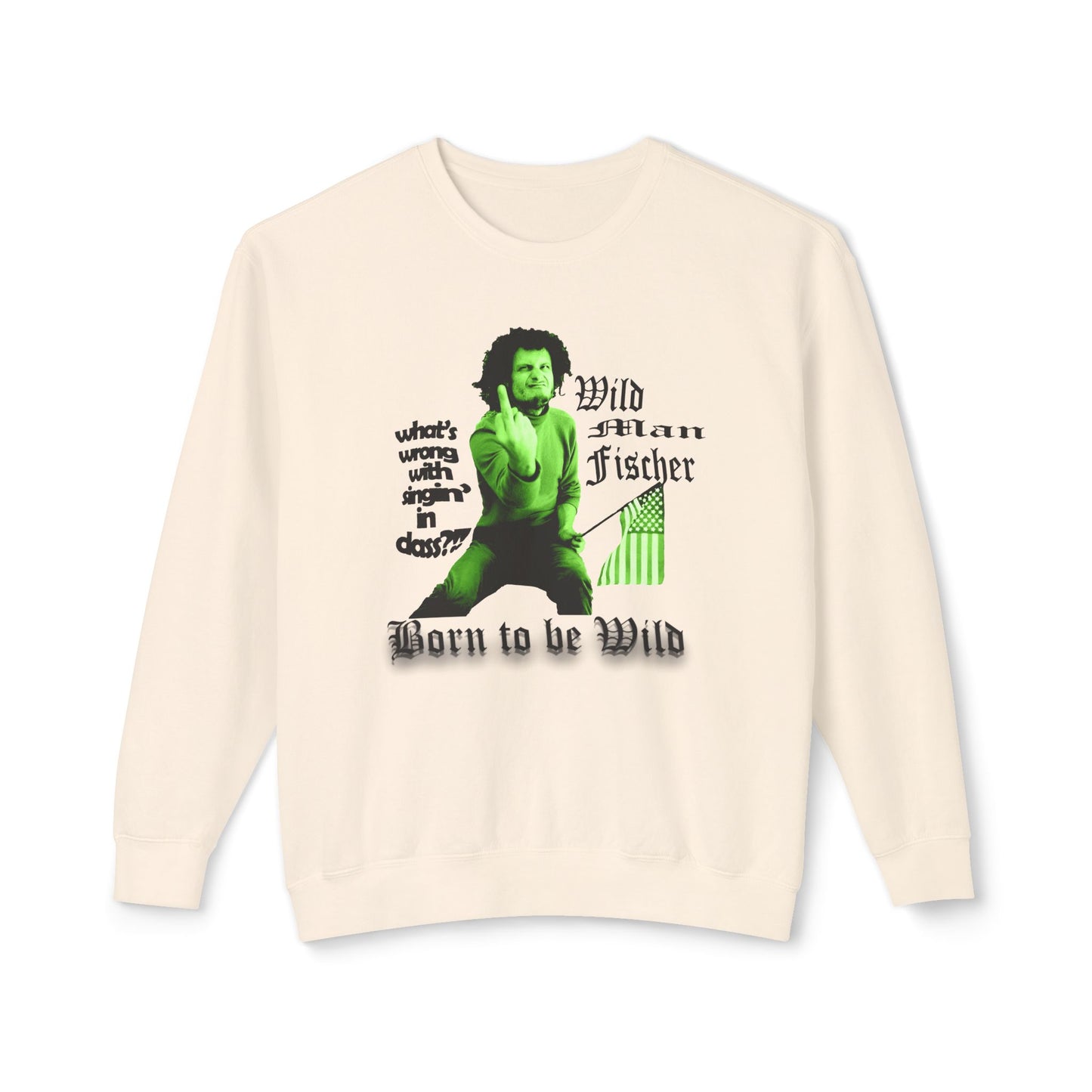 wild man fischer middle finger 100% cotton sweatshirt