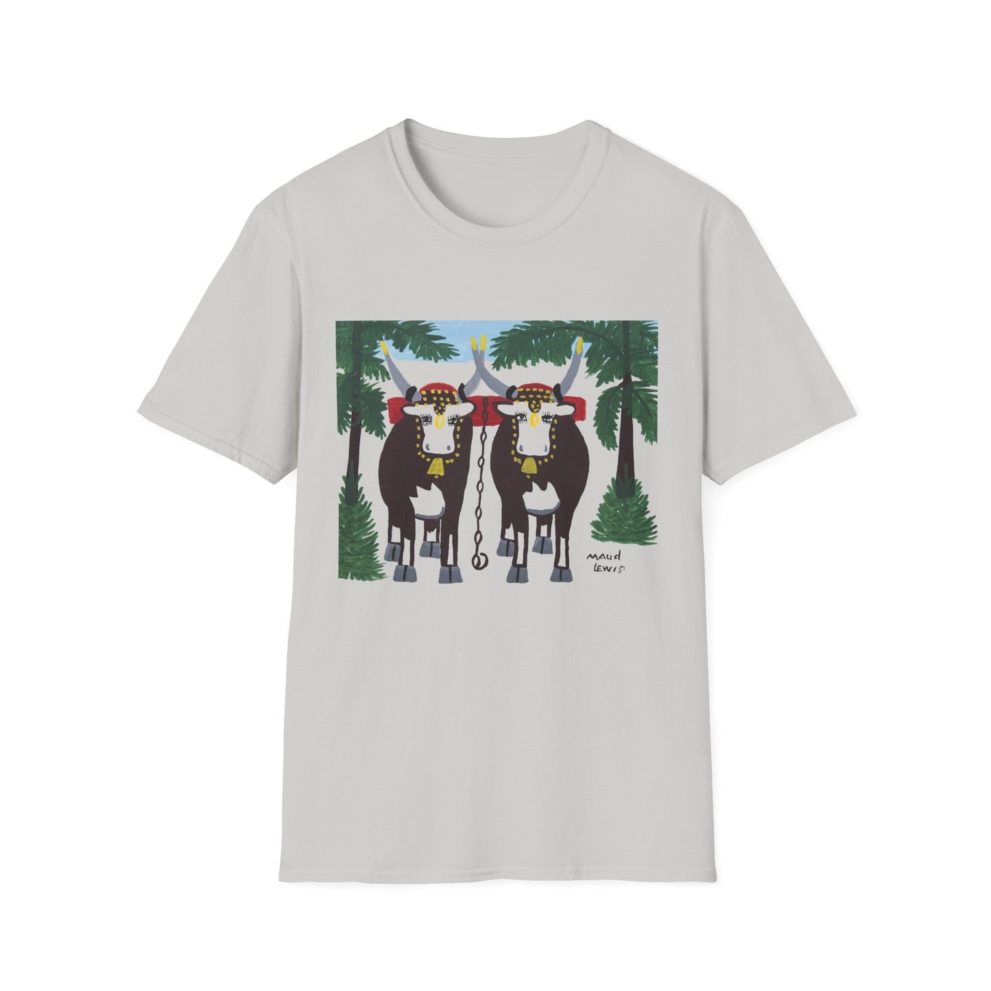 1960s maud lewis painting pair of oxen tshirt