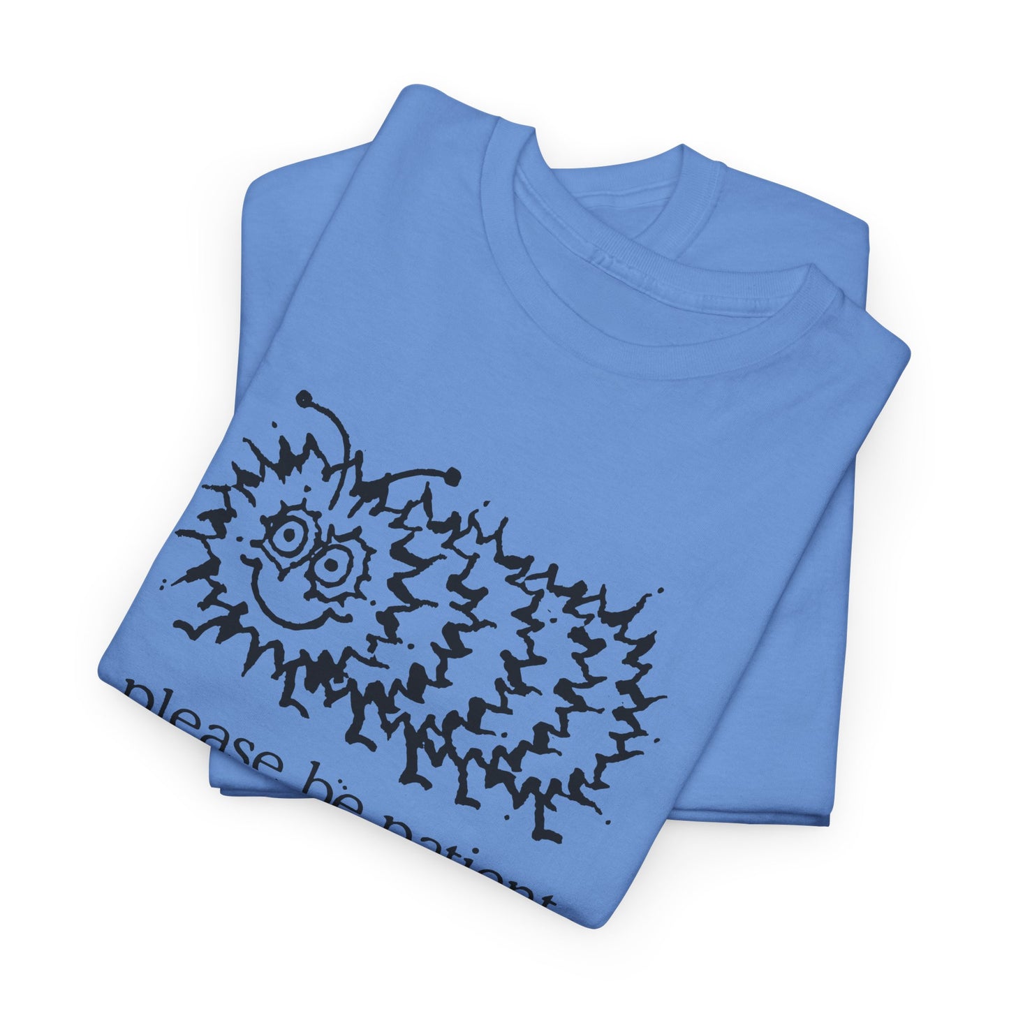 vintage please be patient god isn't finished with me yet caterpillar reproduction tshirt