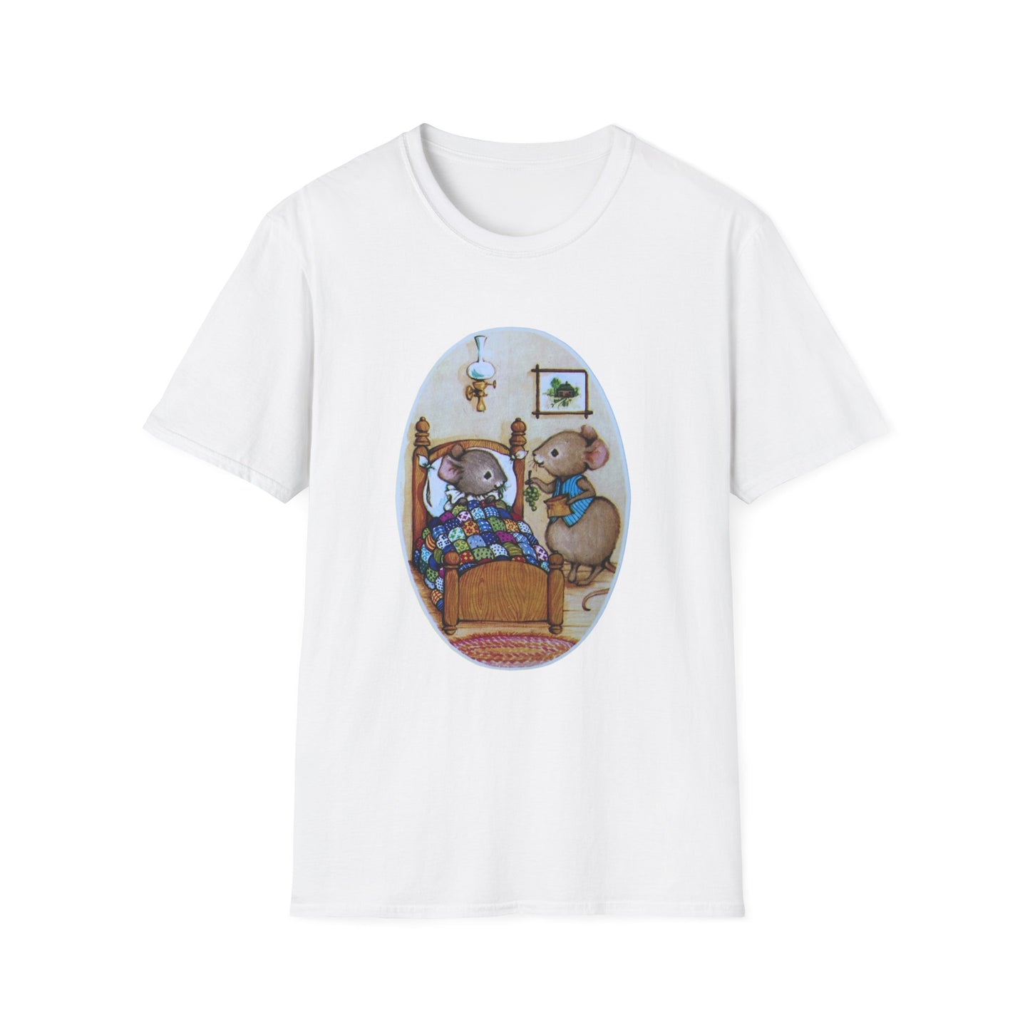 vintage mouse illustration from a 1980s get well greeting card tshirt