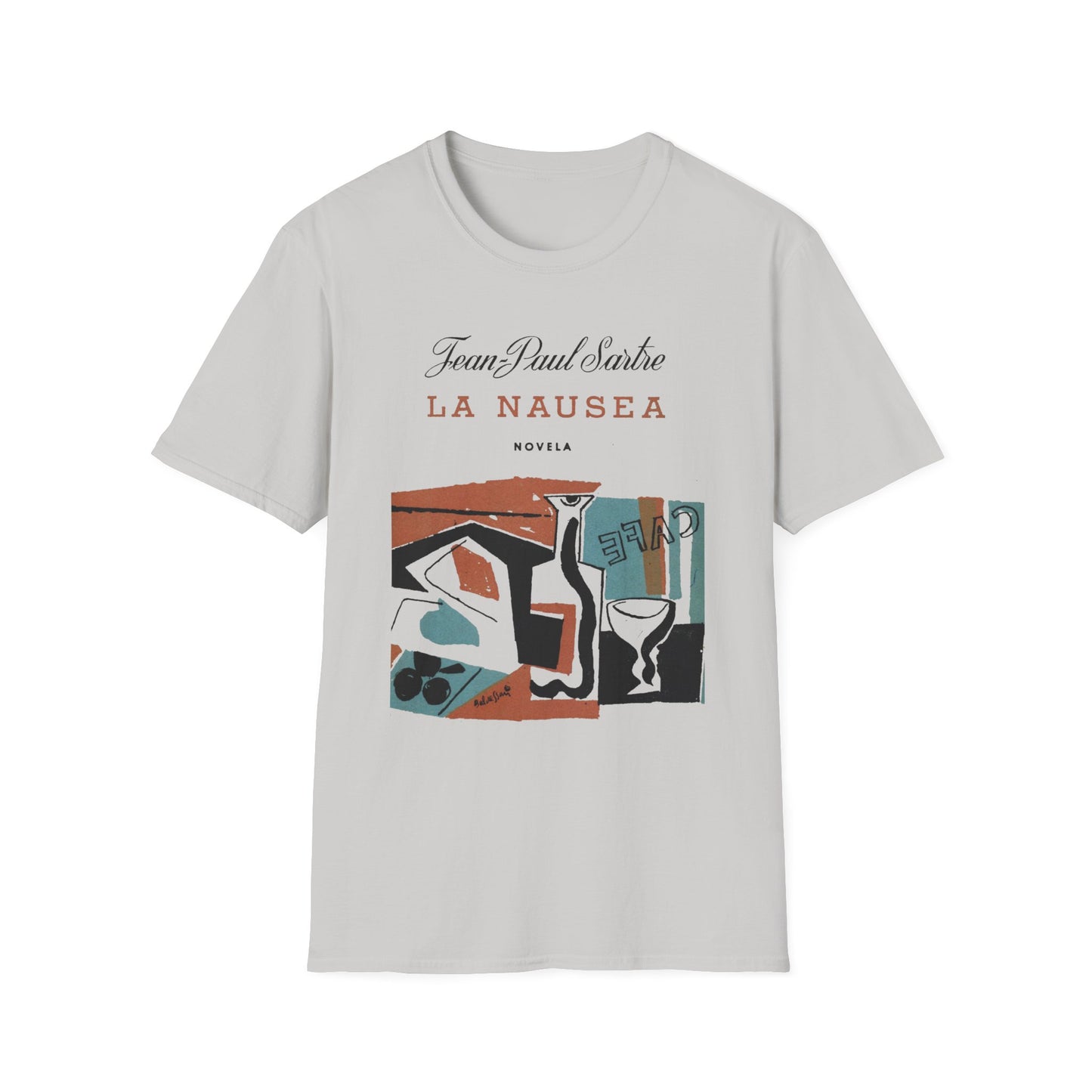 1938 spanish book cover for nausea by jean-paul sartre tshirt