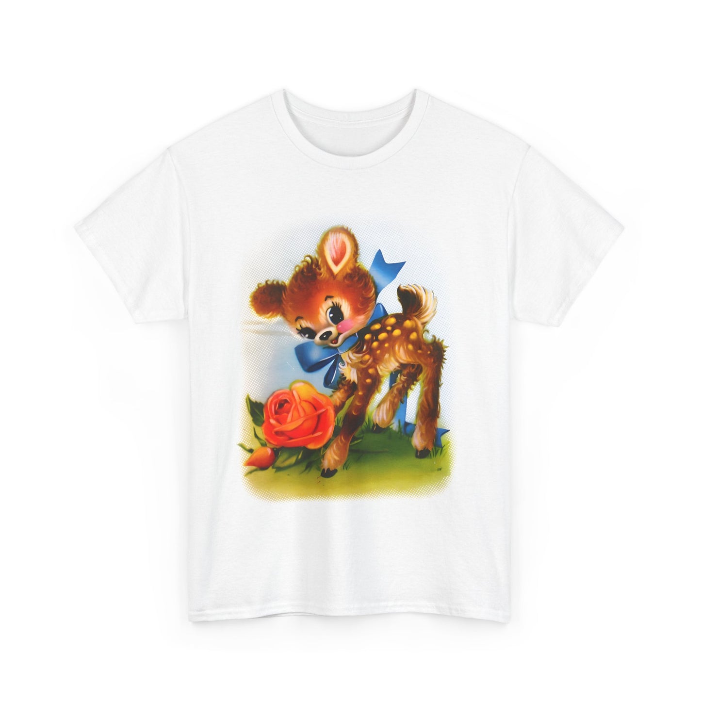mid twentieth century vintage greeting card cute deer reproduction tshirt