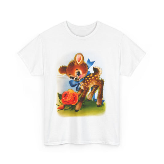 mid twentieth century vintage greeting card cute deer reproduction tshirt