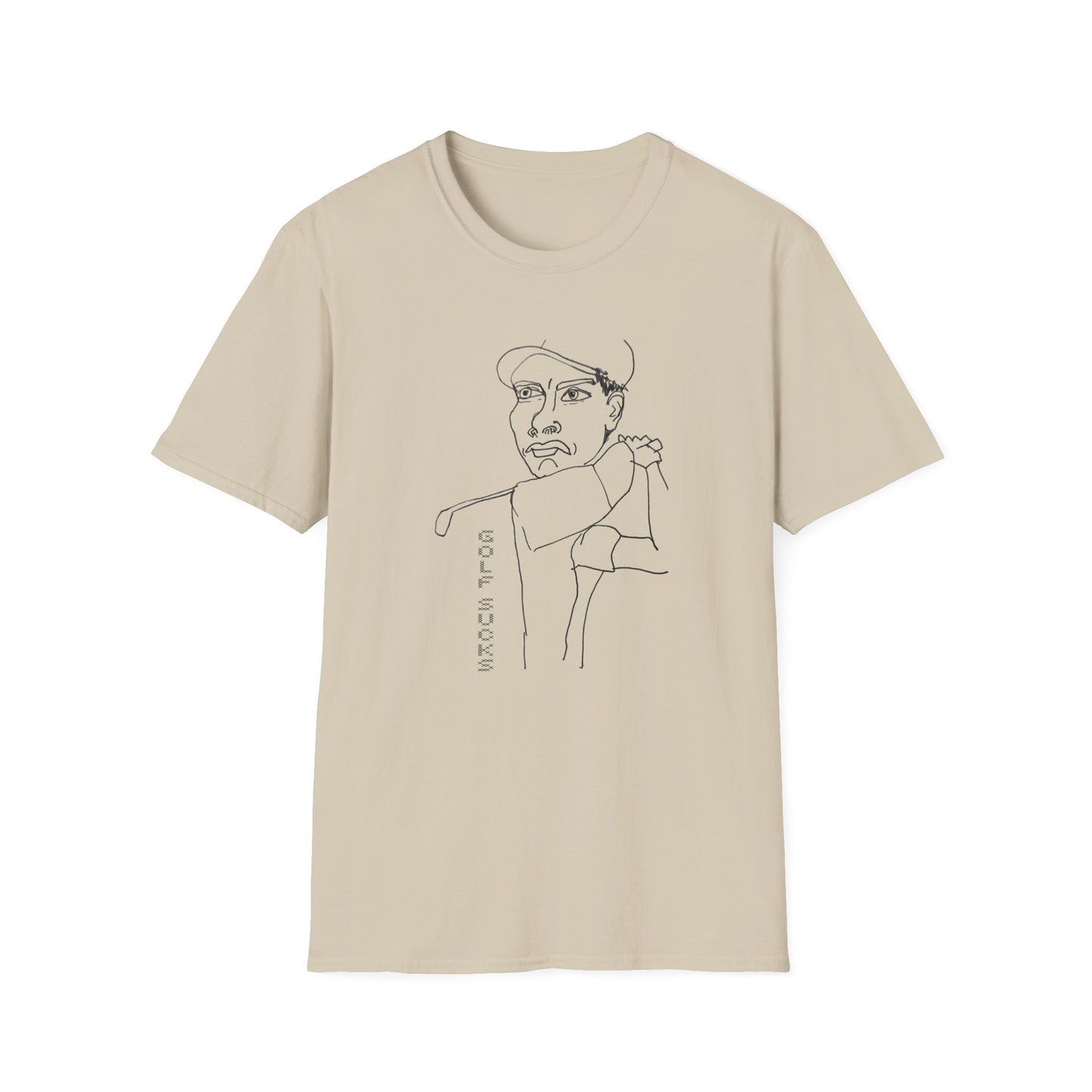 original drawing of a golfing man golf sucks maybe it does maybe it doesn't tshirt