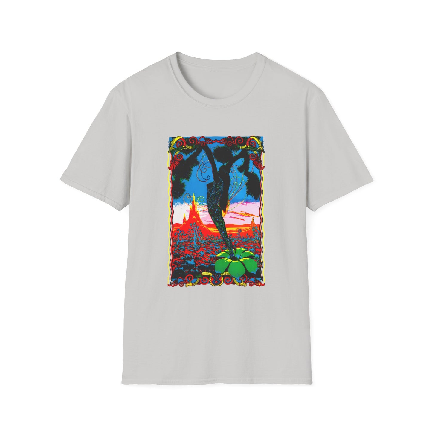 1960s dessert blossom black light psychedelic poster tshirt