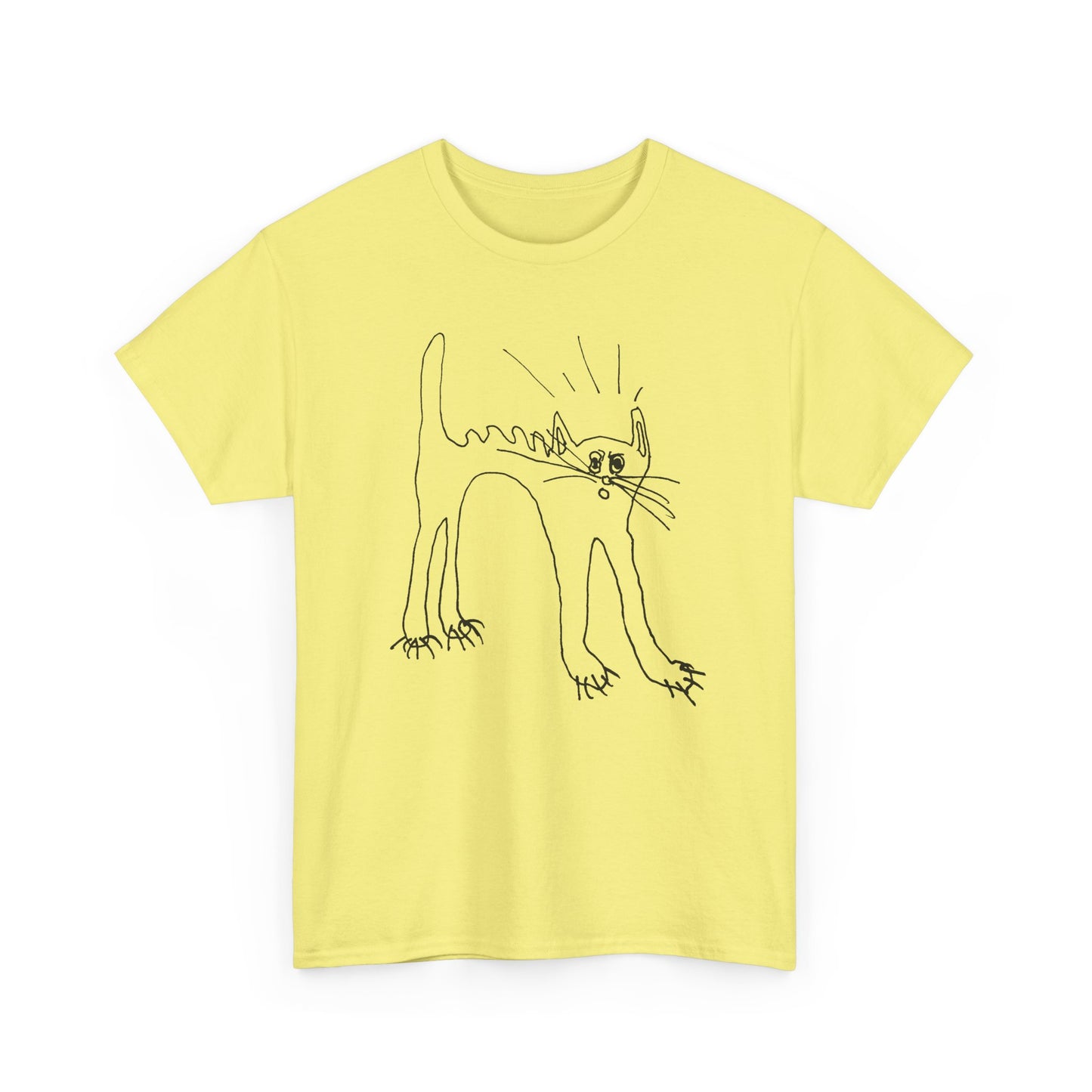 original drawing of a very spooked cat tshirt