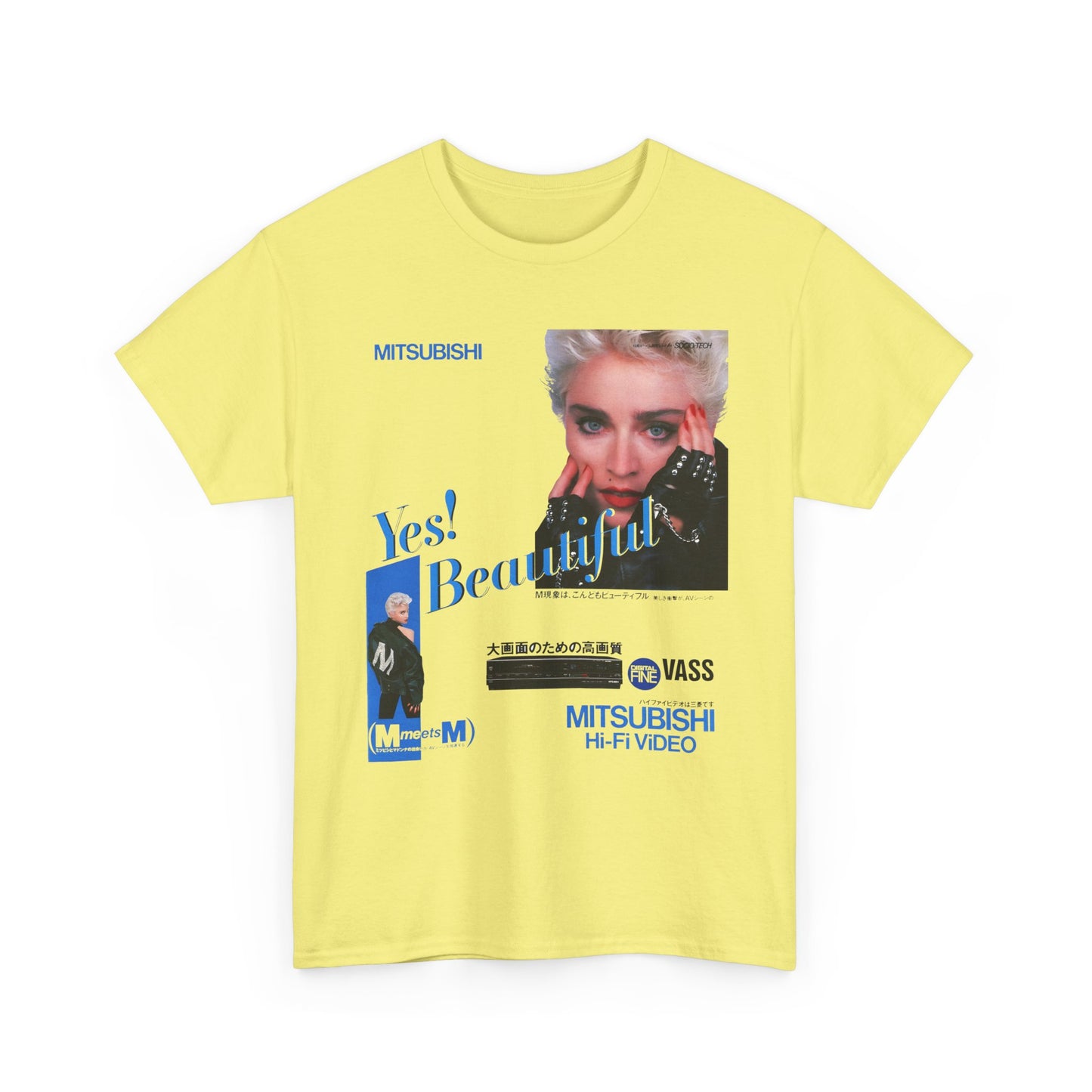 1987 japanese mitsubishi hi fi video ad with madonna reproduction tshirt