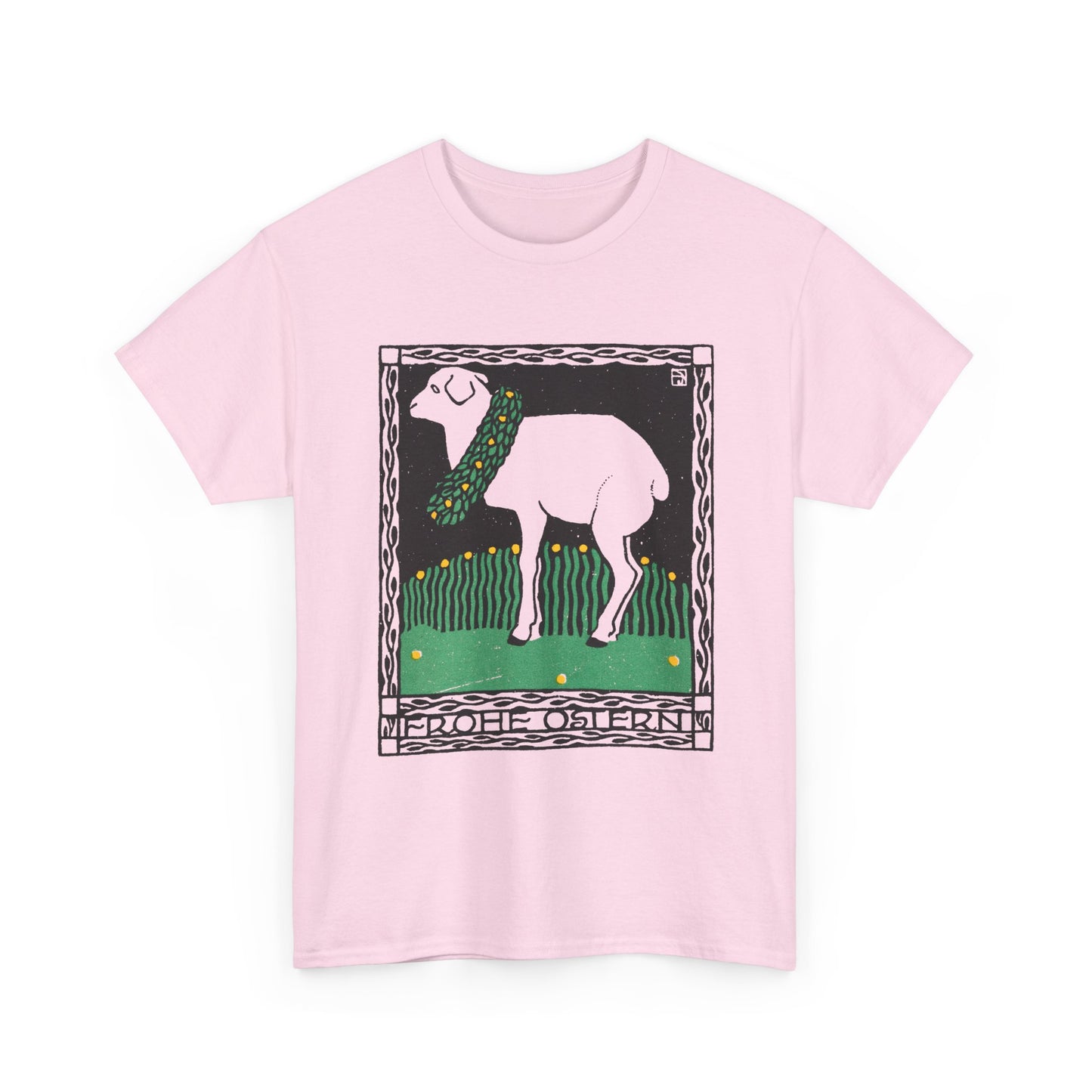 1909 josef von diveky happy easter (frohe ostern) color lithograph lamb reproduction tshirt