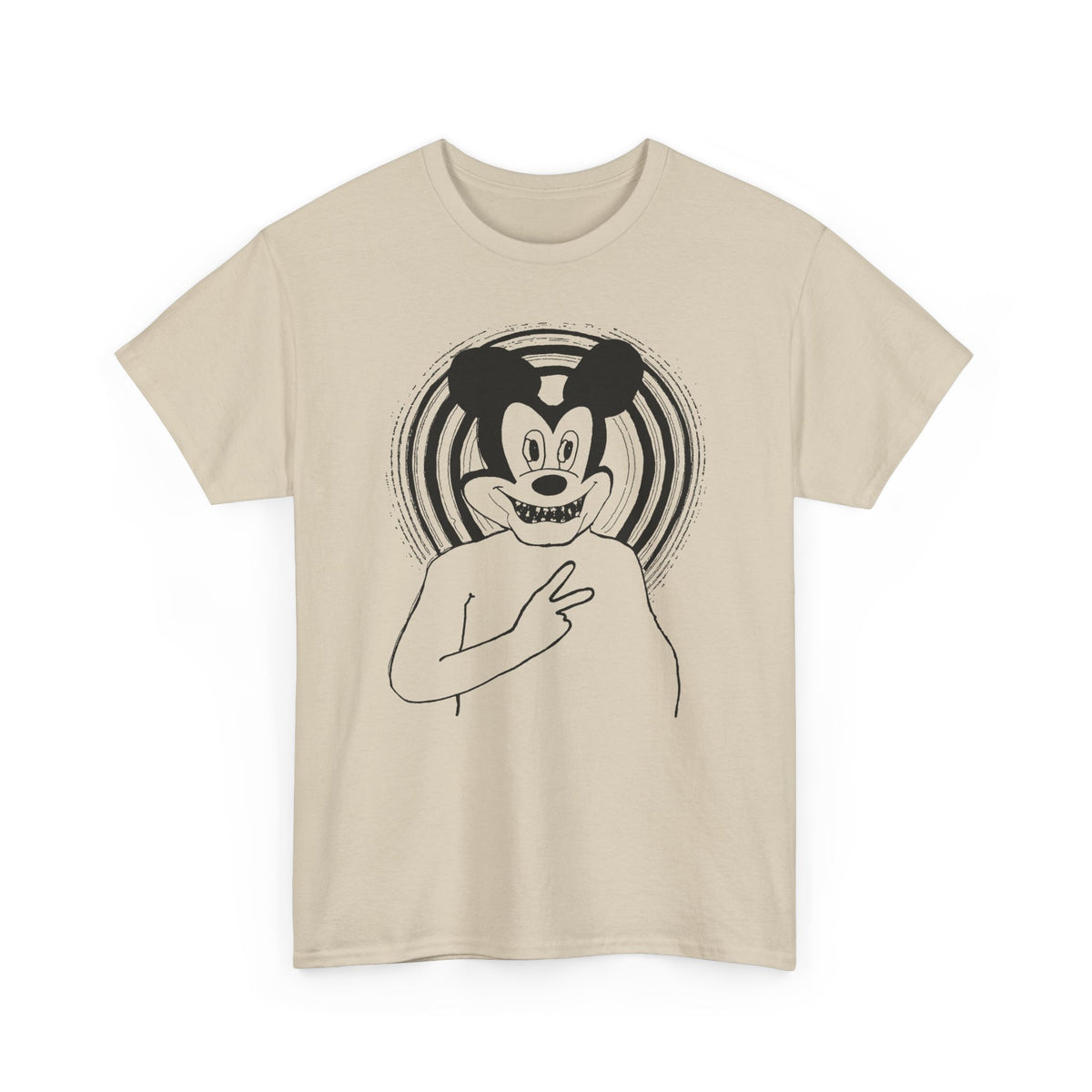 1960s british underground magazine peace sign mickey fan art edit with halo tshirt