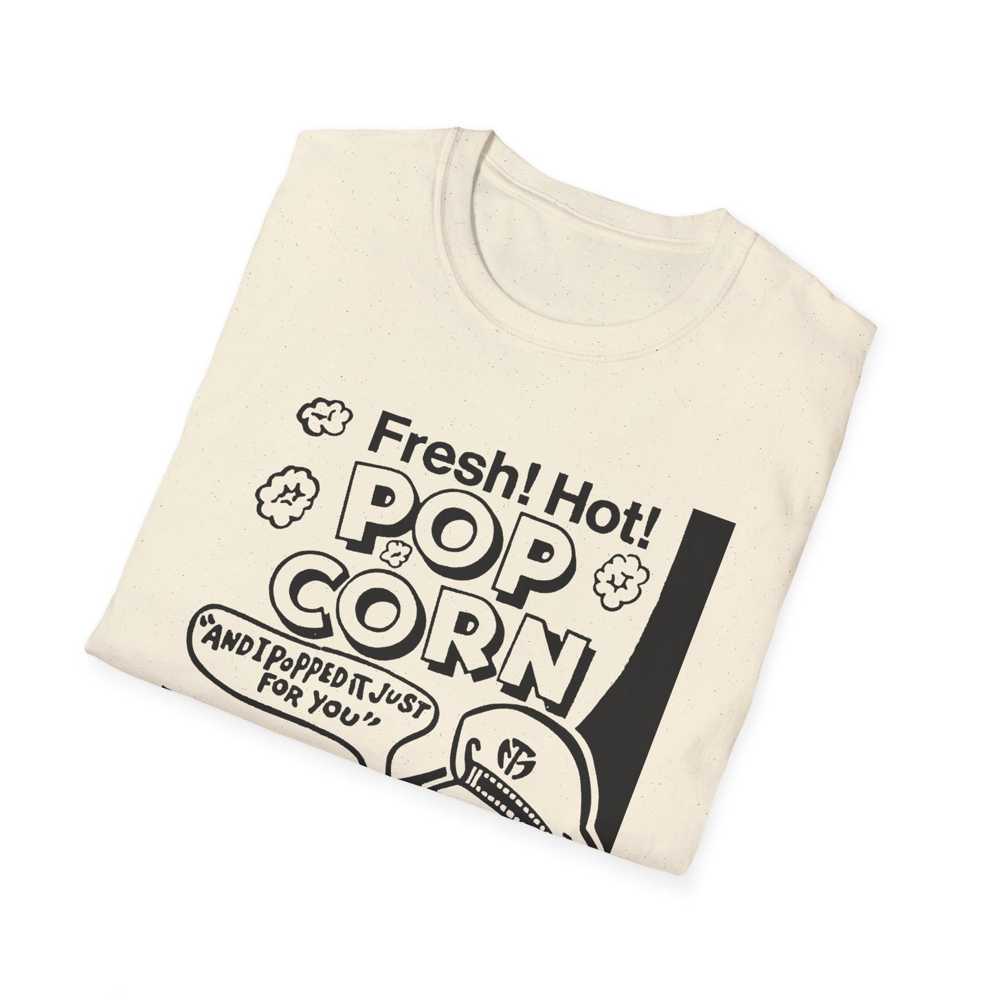 1940s popcorn box logo for martin theatres with a cute little popcorn mascot tshirt