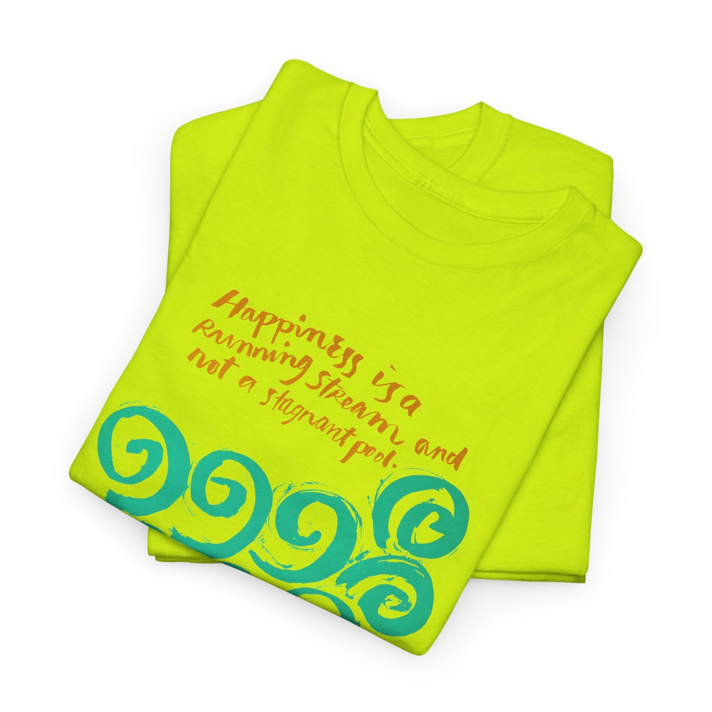 1968 mid century poster happiness is a running stream and not a stagnant pool tshirt