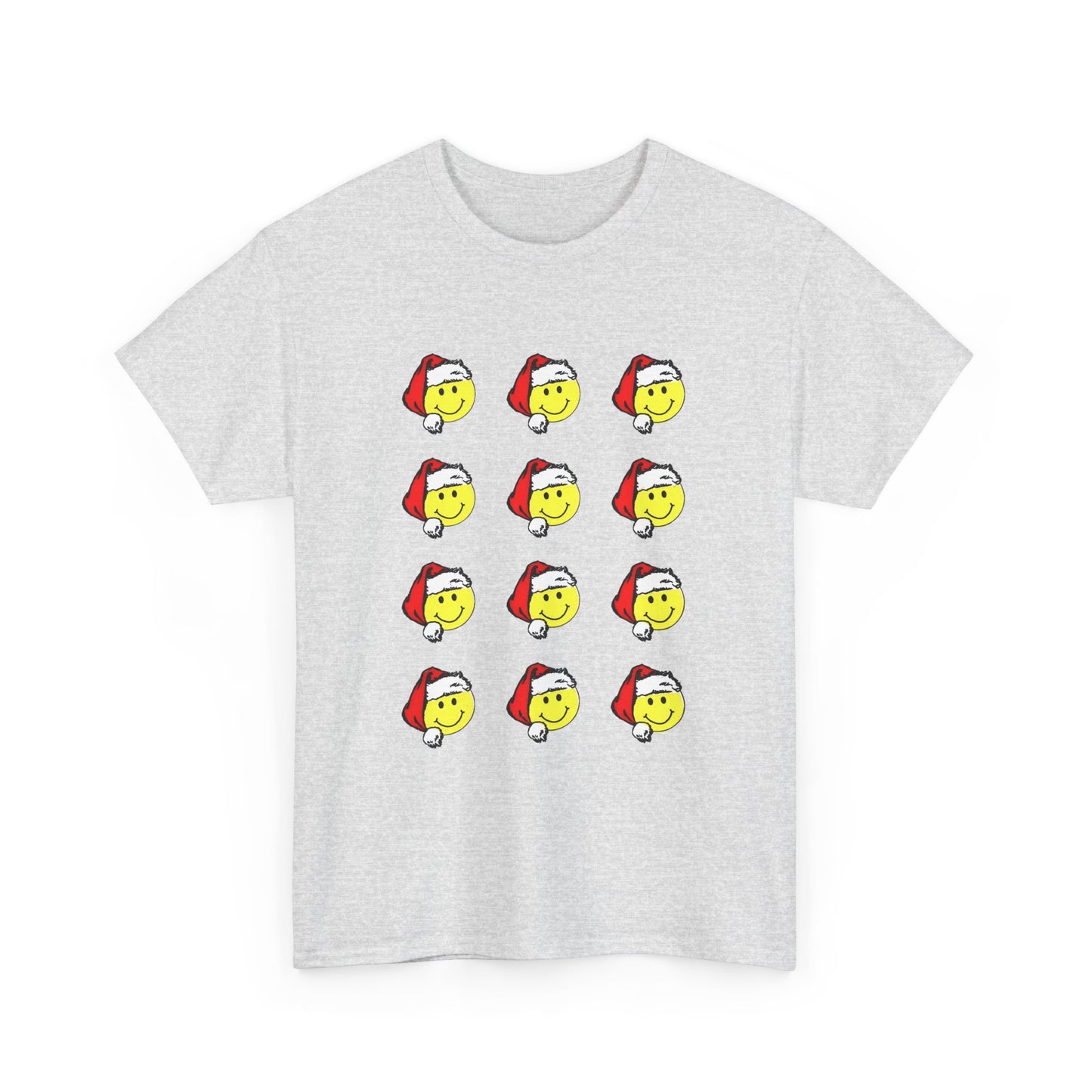 1980s sticker pack of happy face santas on a tshirt