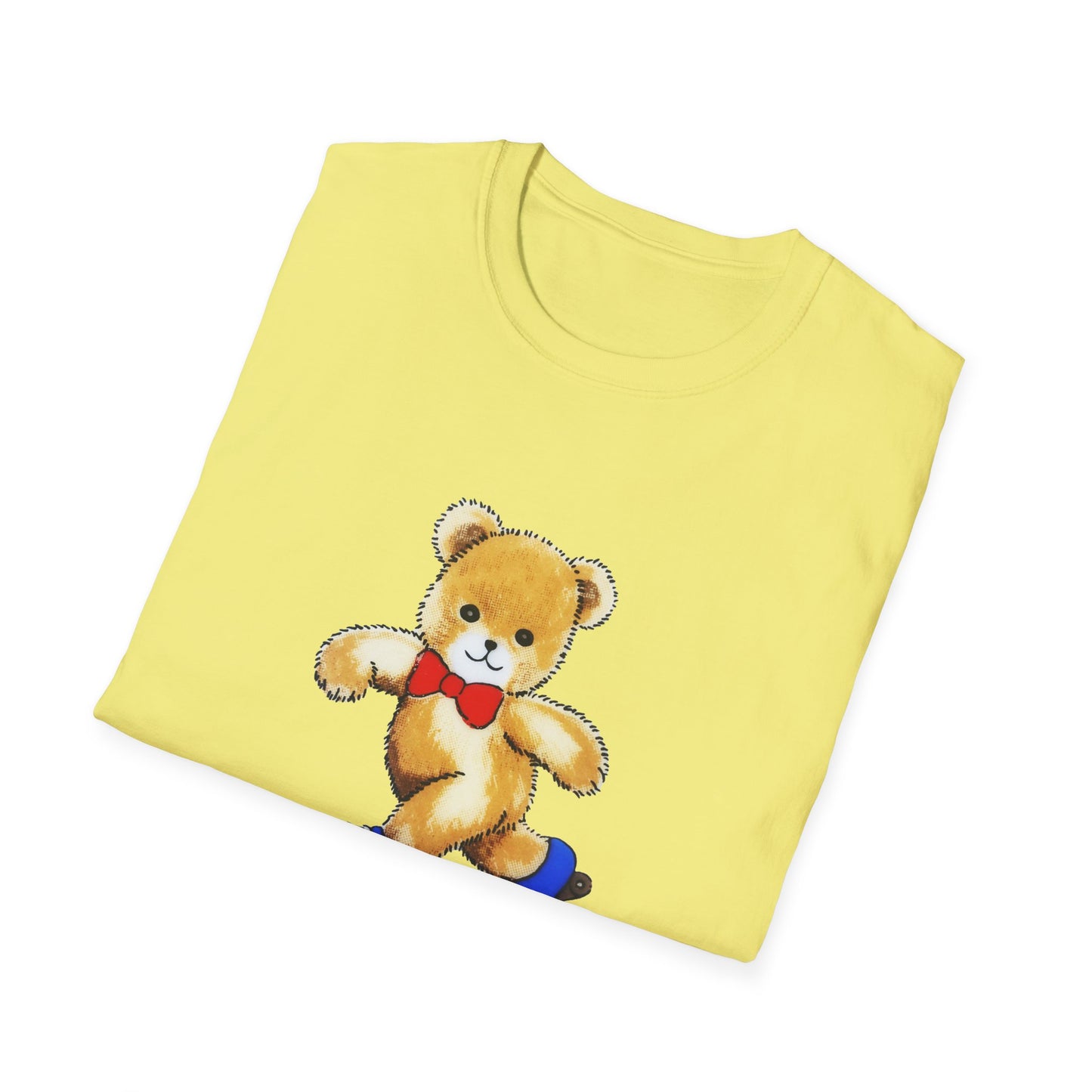 roller skating cute vintage teddy bear illustration reproduction tshirt