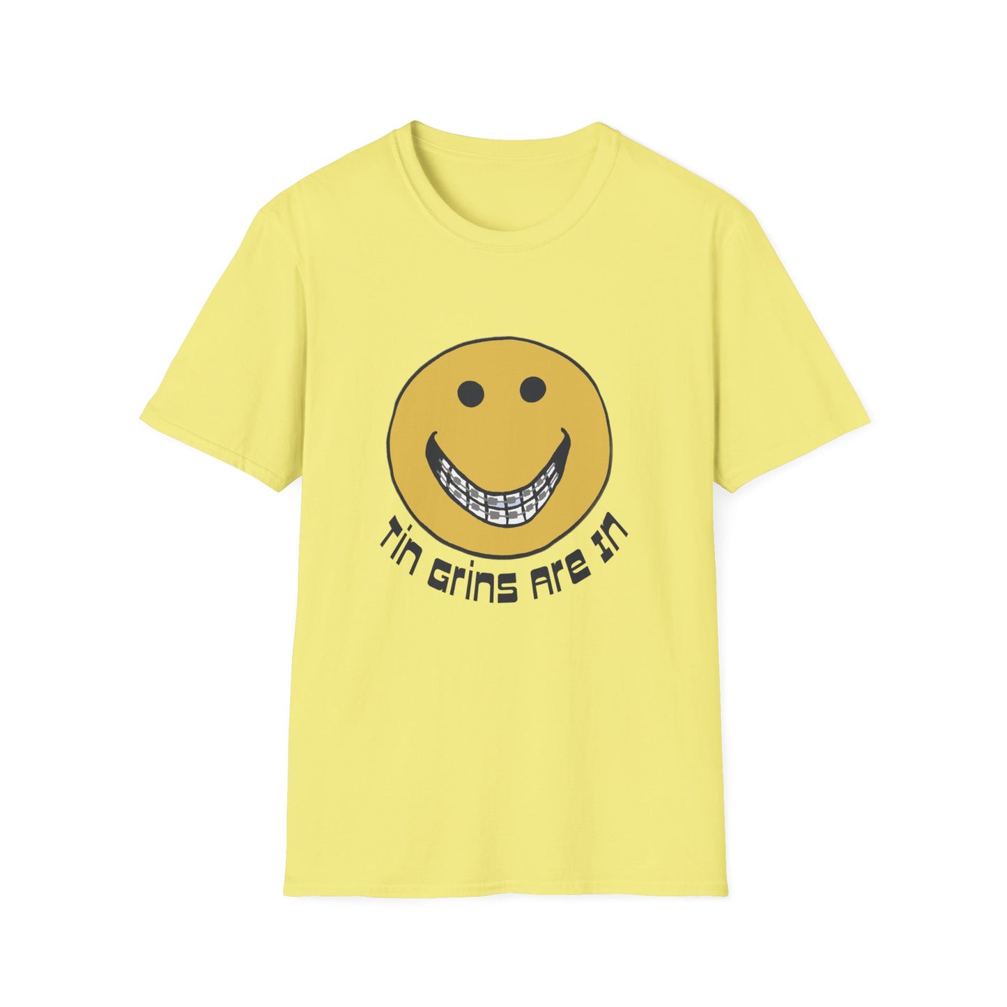 vintage "tin grins are in" 1970s design tshirt