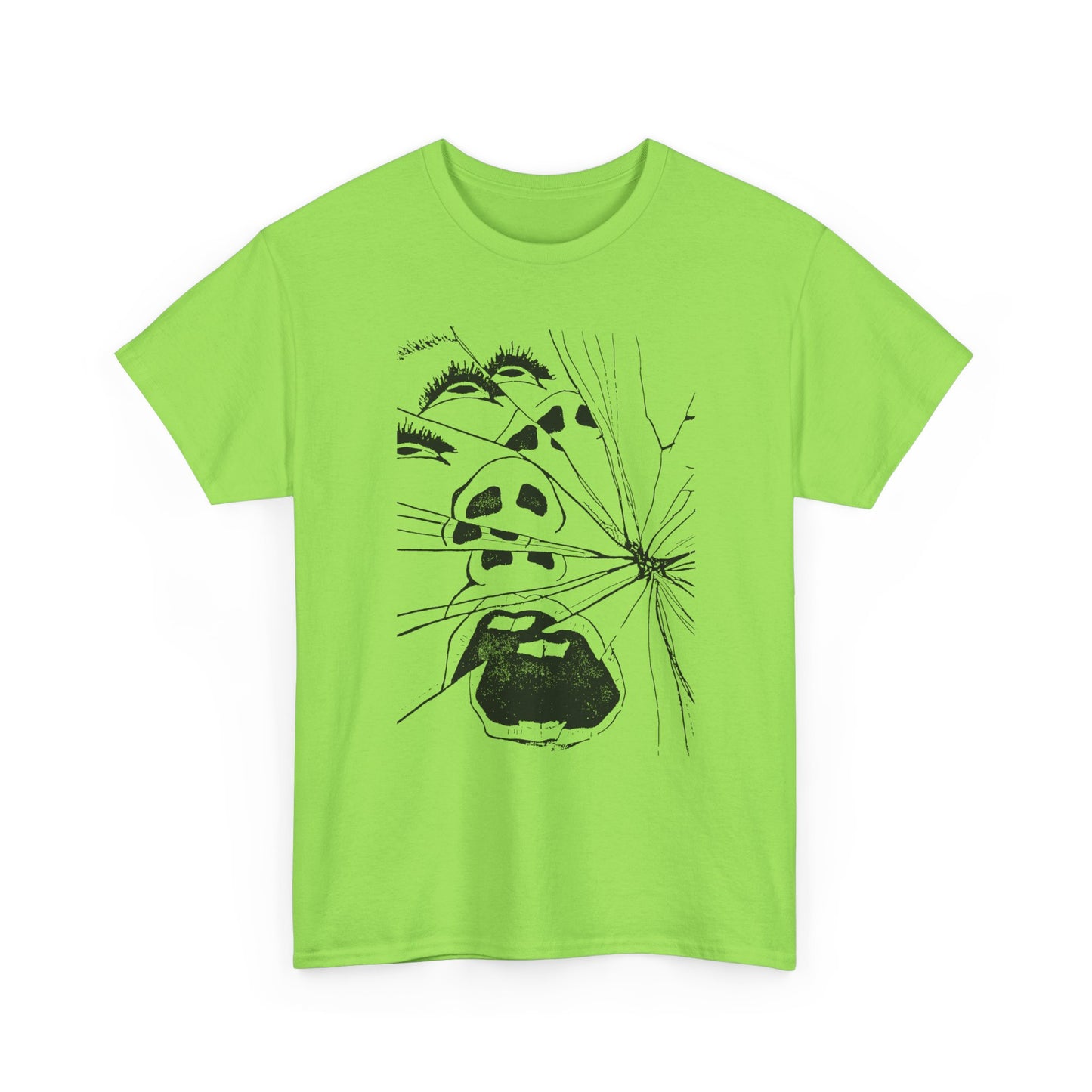 woman screaming through broken glass illustration custom edit tshirt