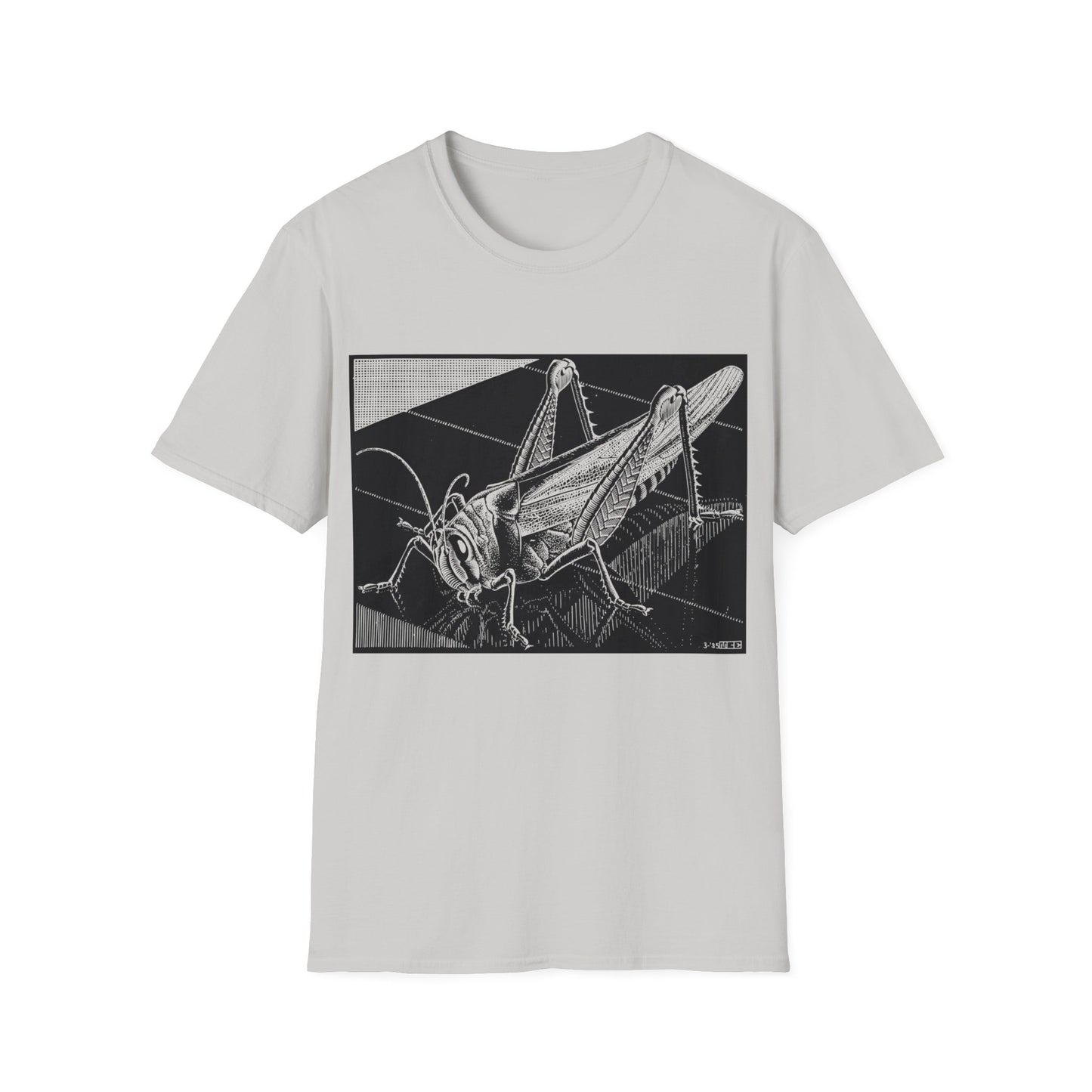 1935 m.c escher grasshopper wood engraving tshirt