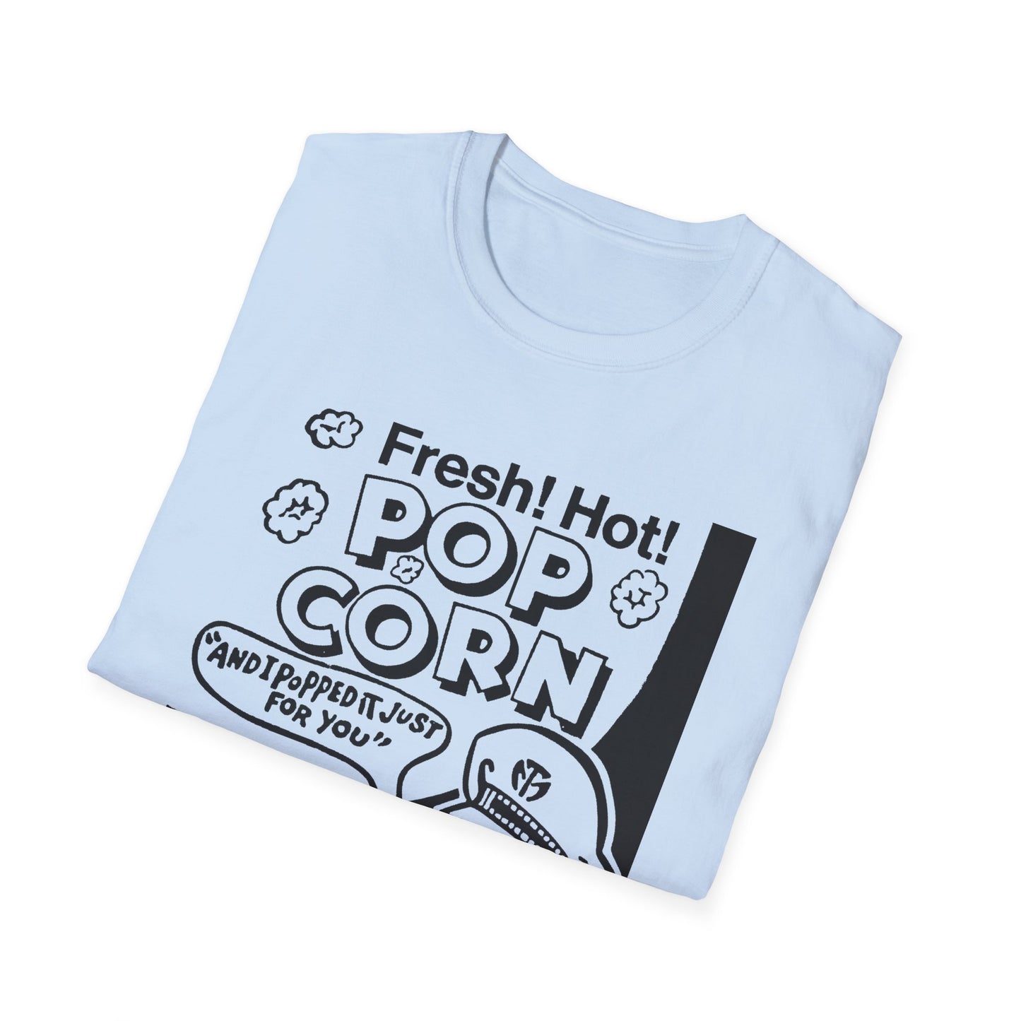 1940s popcorn box logo for martin theatres with a cute little popcorn mascot tshirt