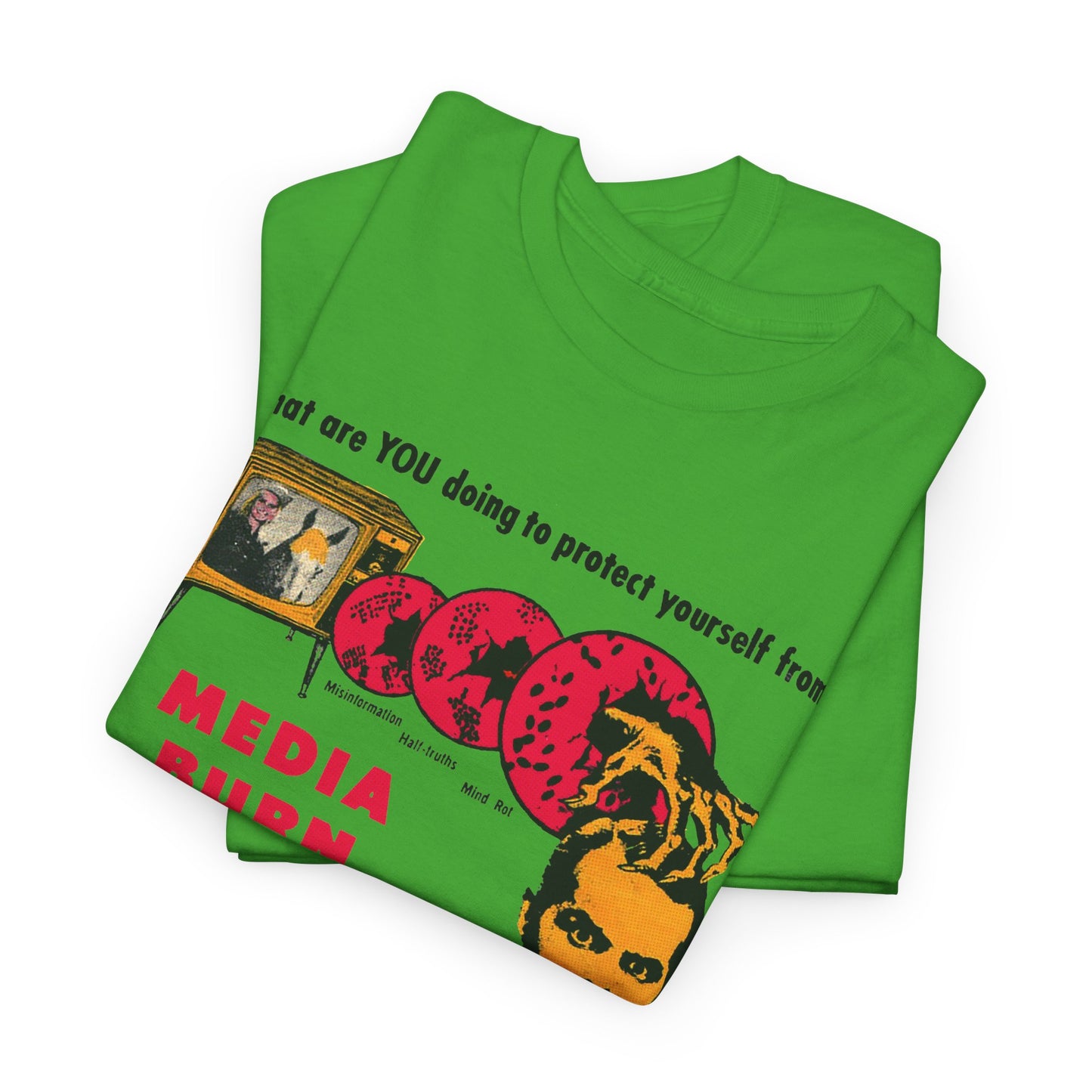 media burn the nation's leading mental crippler 1960s comix graphic tshirt