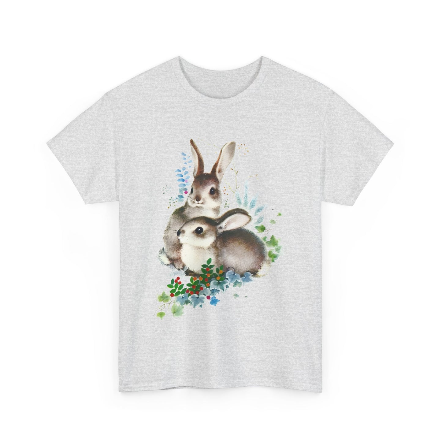 mid twentieth century two bunnies vintage graphic reproduction tshirt
