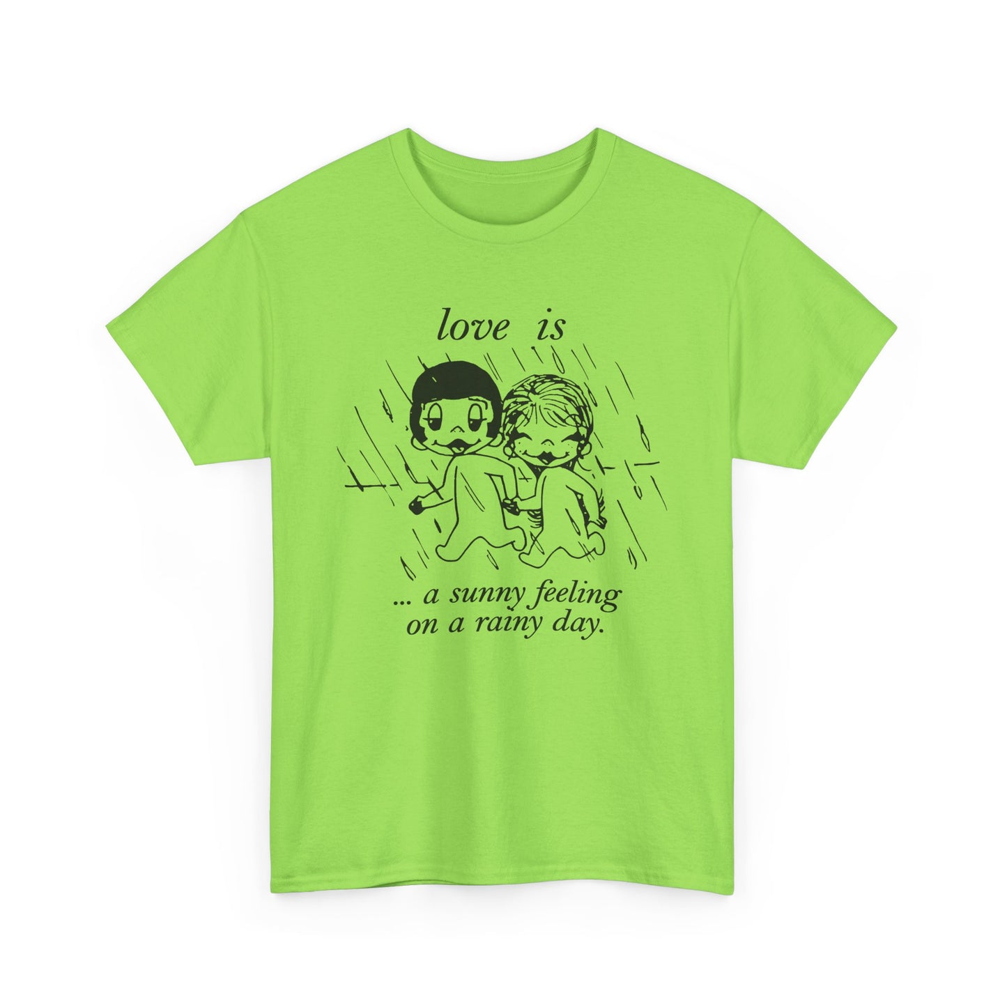 1970 graphic love is a sunny feeling on a rainy day tshirt
