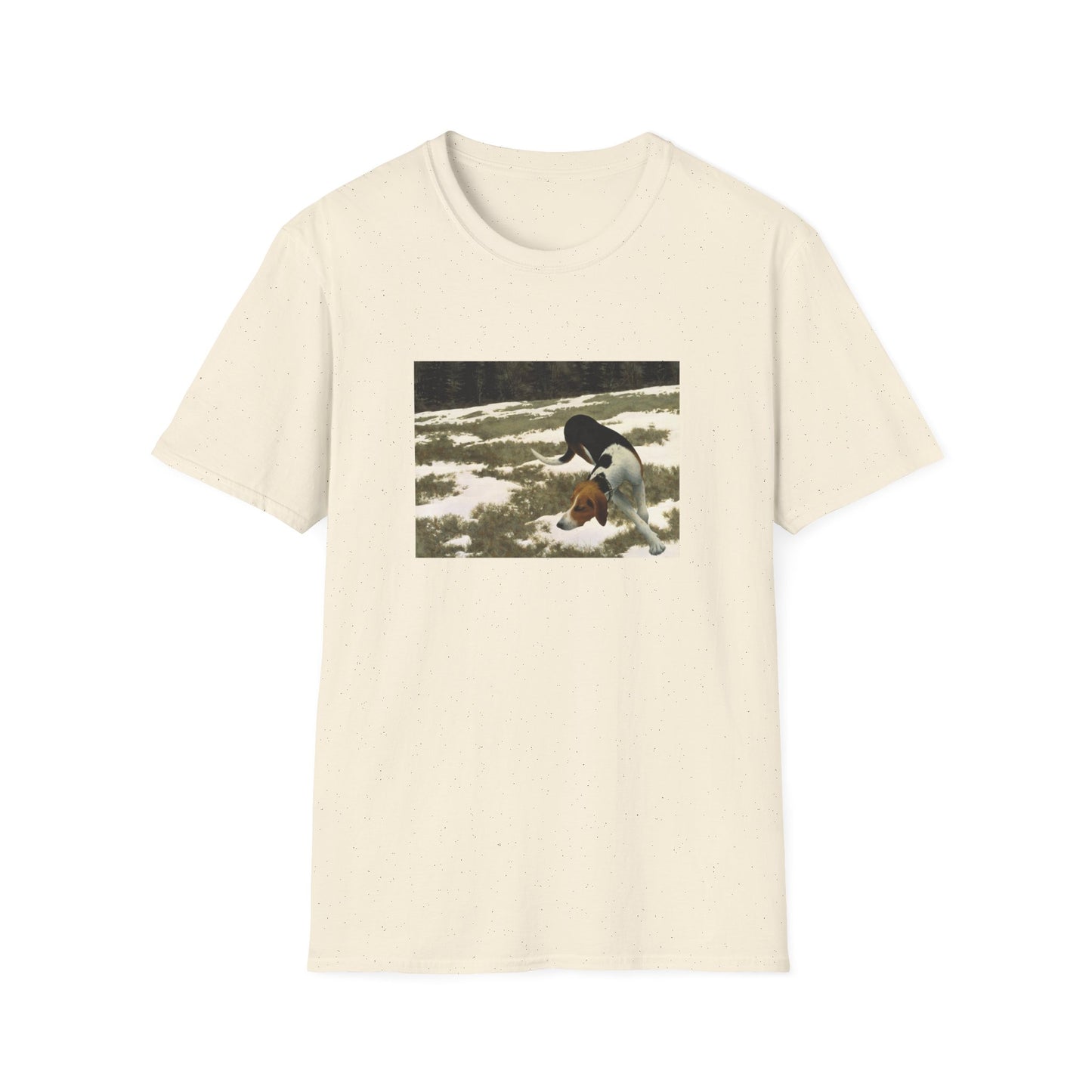 1958 hound in field by alex colville painting reproduction tshirt