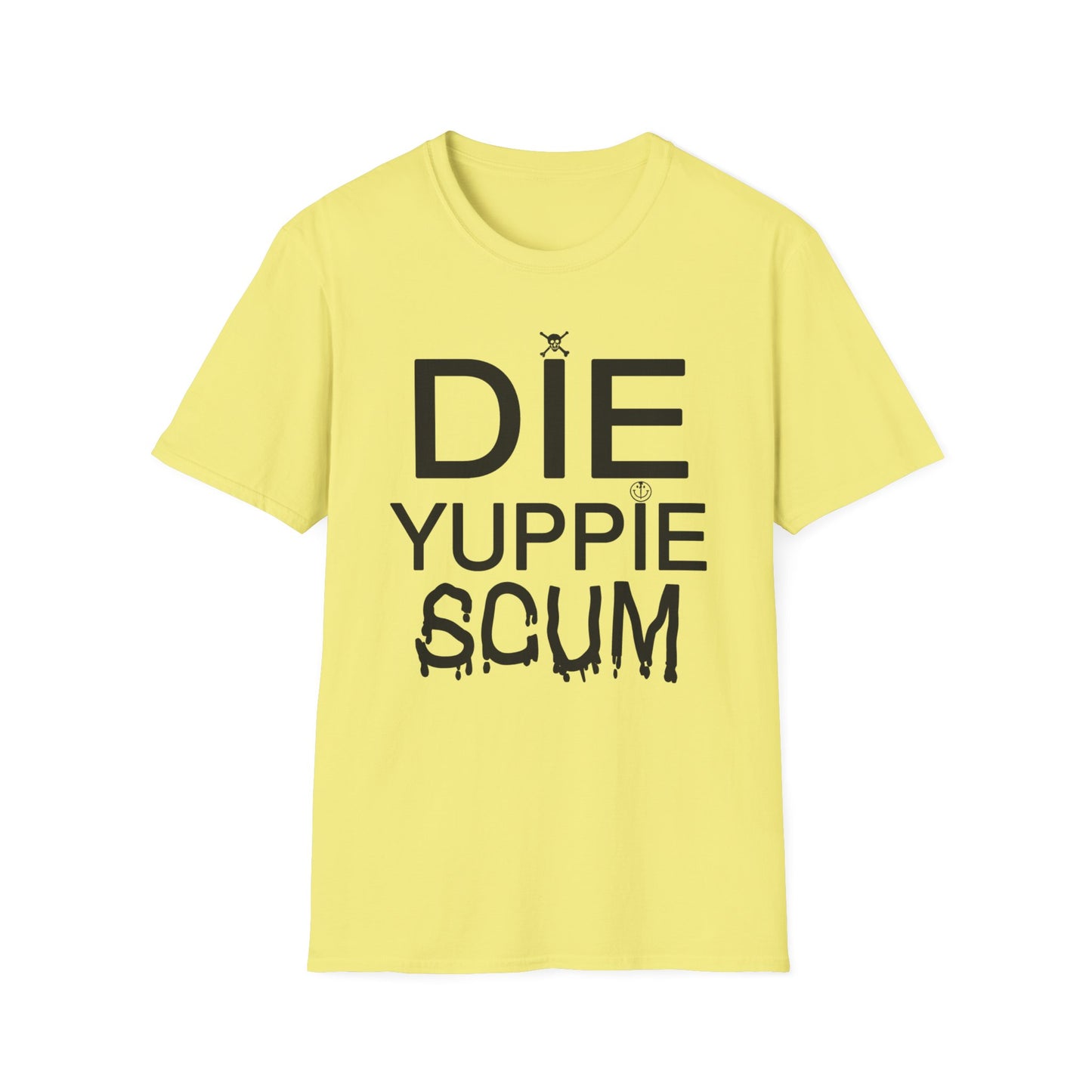 1980s NY inspired anti-gentrification message "die yuppie scum"! tshirt