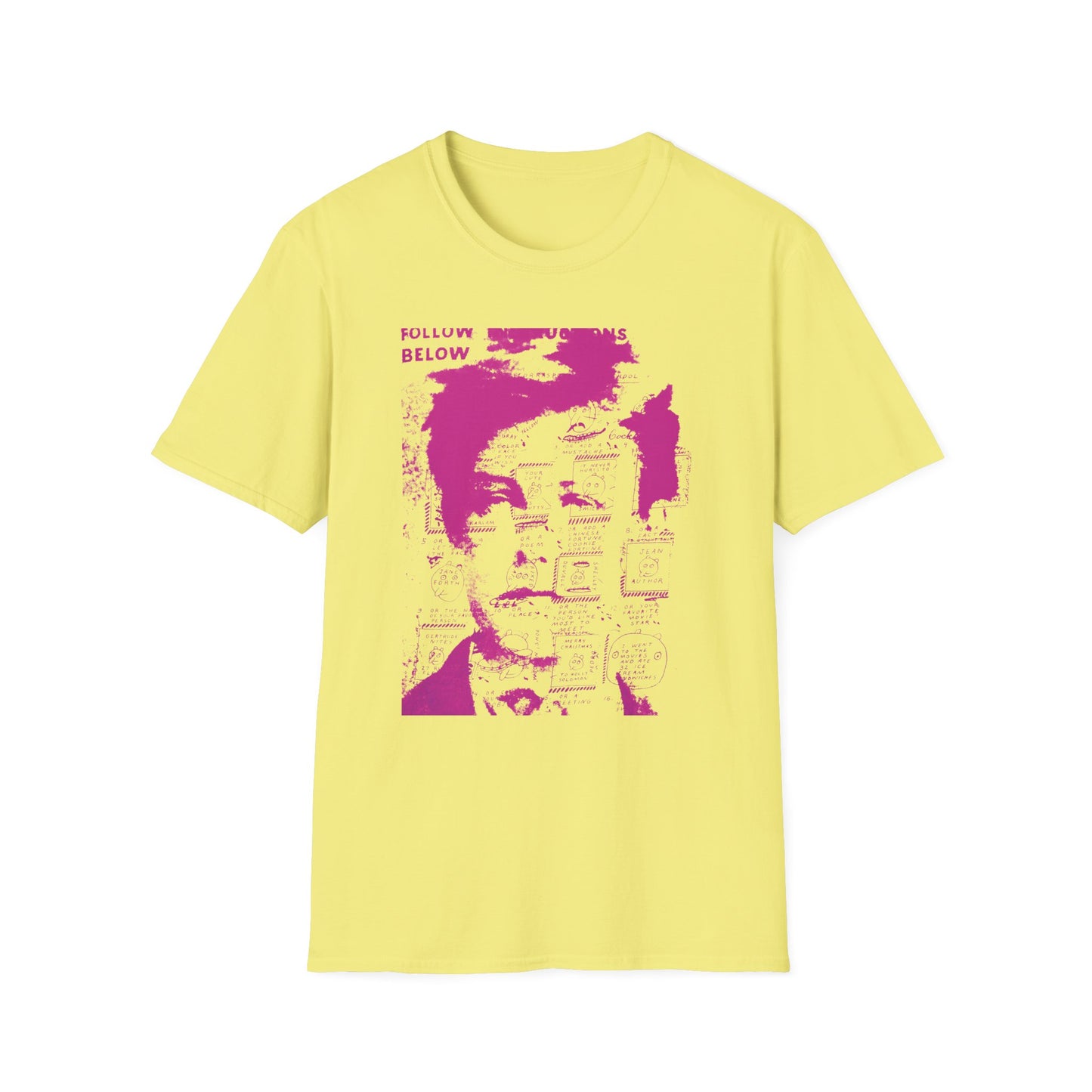 ray johnson arthur rimbaud art in pink tshirt