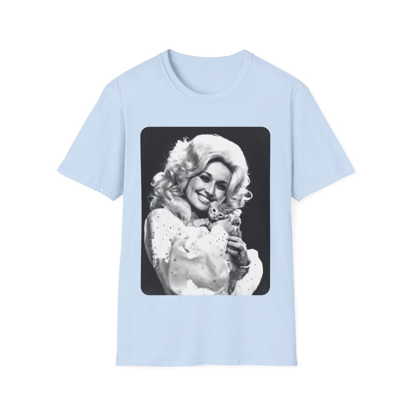 dolly parton and a kitten tshirt