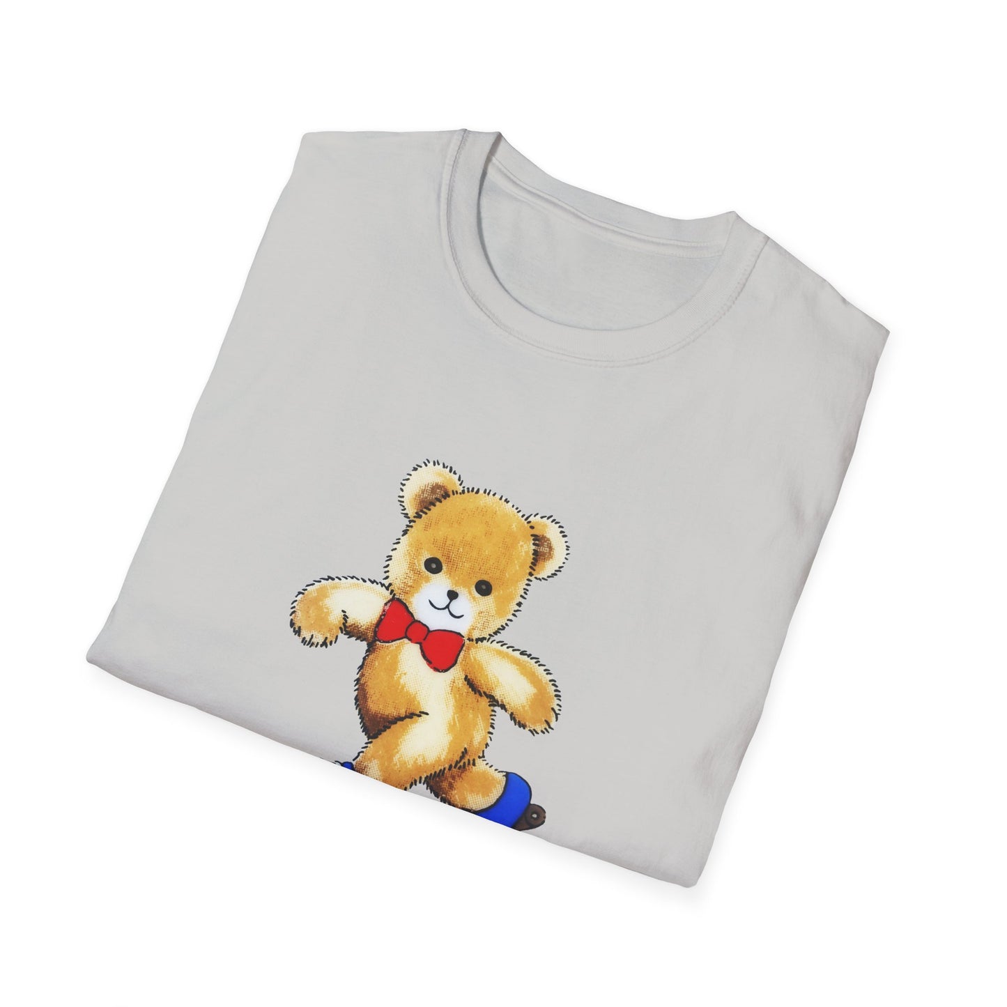 roller skating cute vintage teddy bear illustration reproduction tshirt