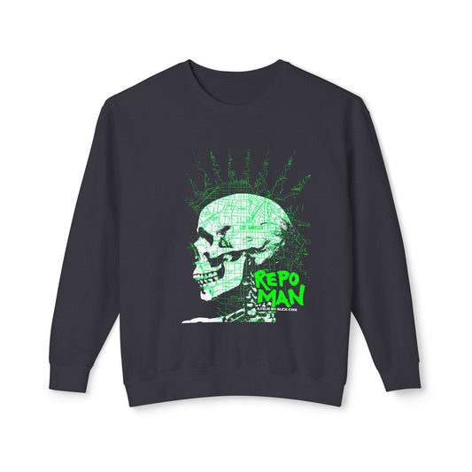 repo man skull punk green 100% cotton sweatshirt