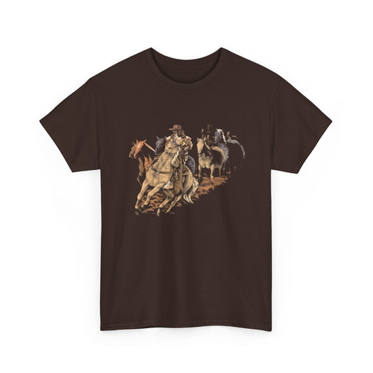 vintage cowboy and horse reproduction tshirt