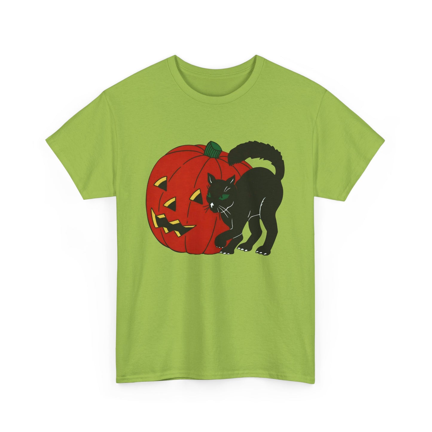 vintage 1960s halloween jack o lantern and black cat reproduction tshirt