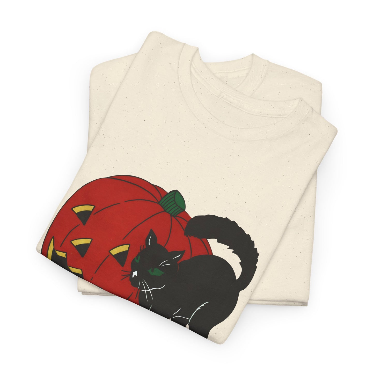 vintage 1960s halloween jack o lantern and black cat reproduction tshirt