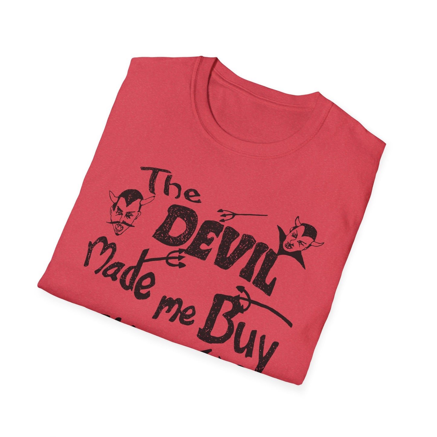 vintage the devil made me buy this shirt custom drawn reproduction tshirt