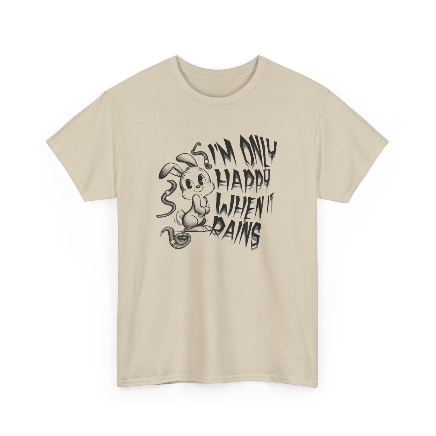 i'm only happy when it rains weird bunny worm tshirt