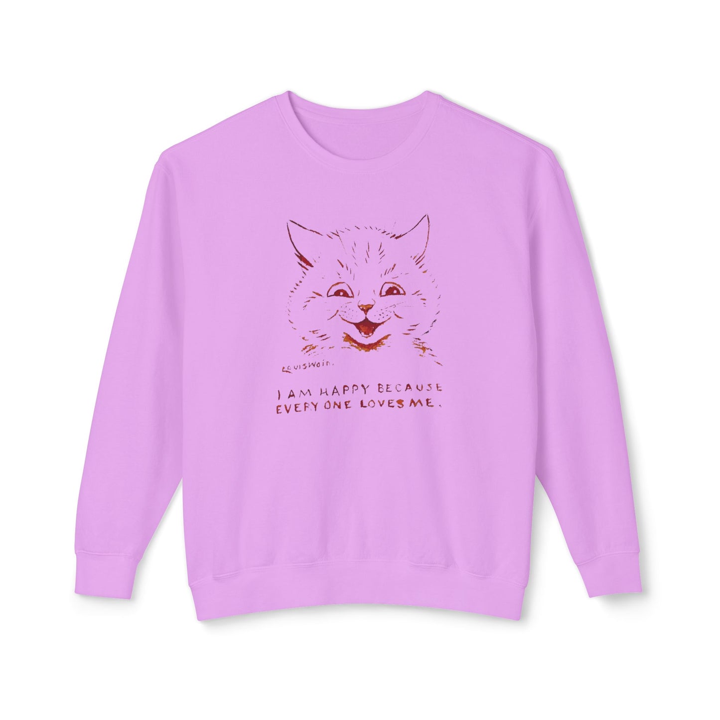 1924 louis wain cat painting i am happy because everyone loves me 100% cotton sweatshirt
