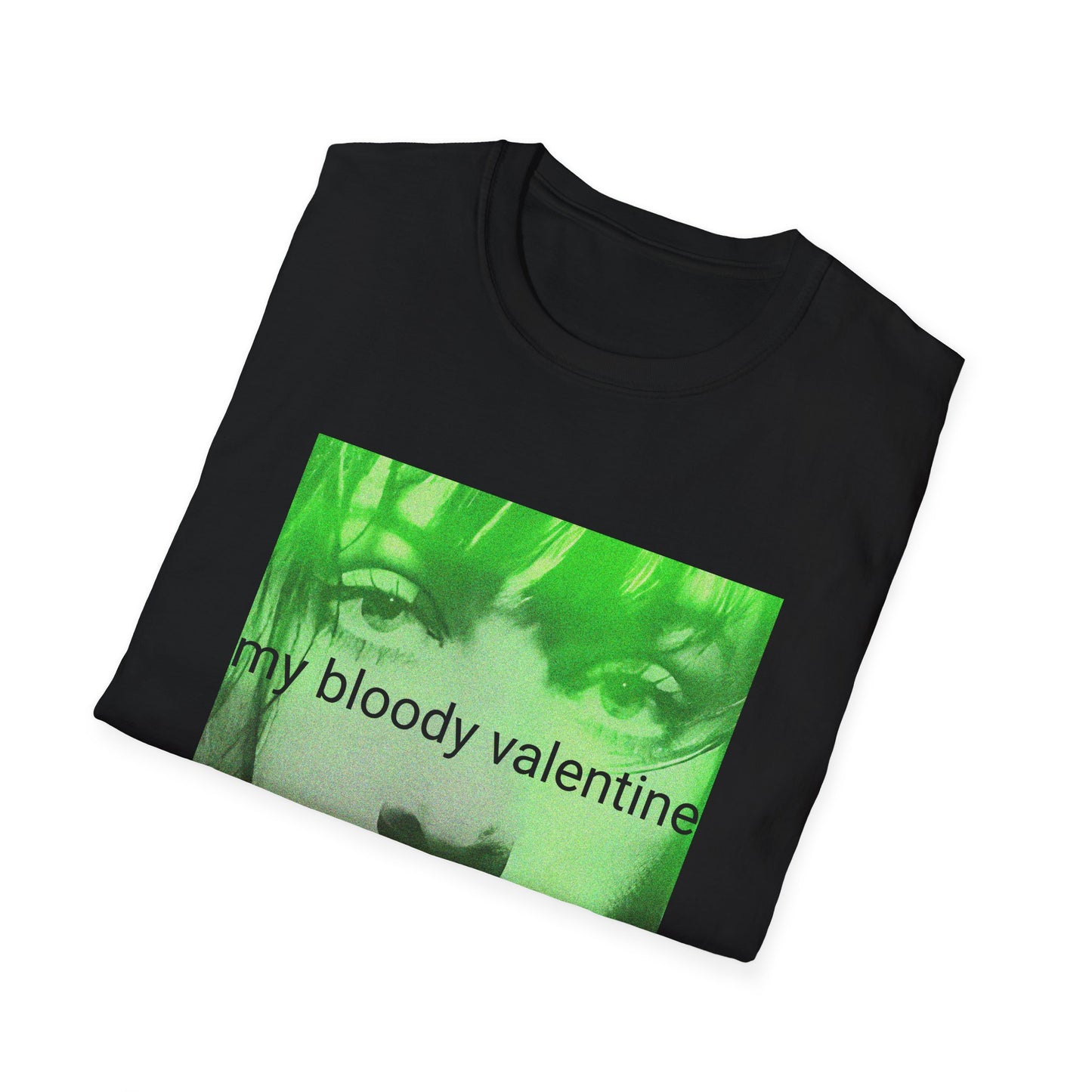 my bloody valentine belinda butcher close up in green tshirt