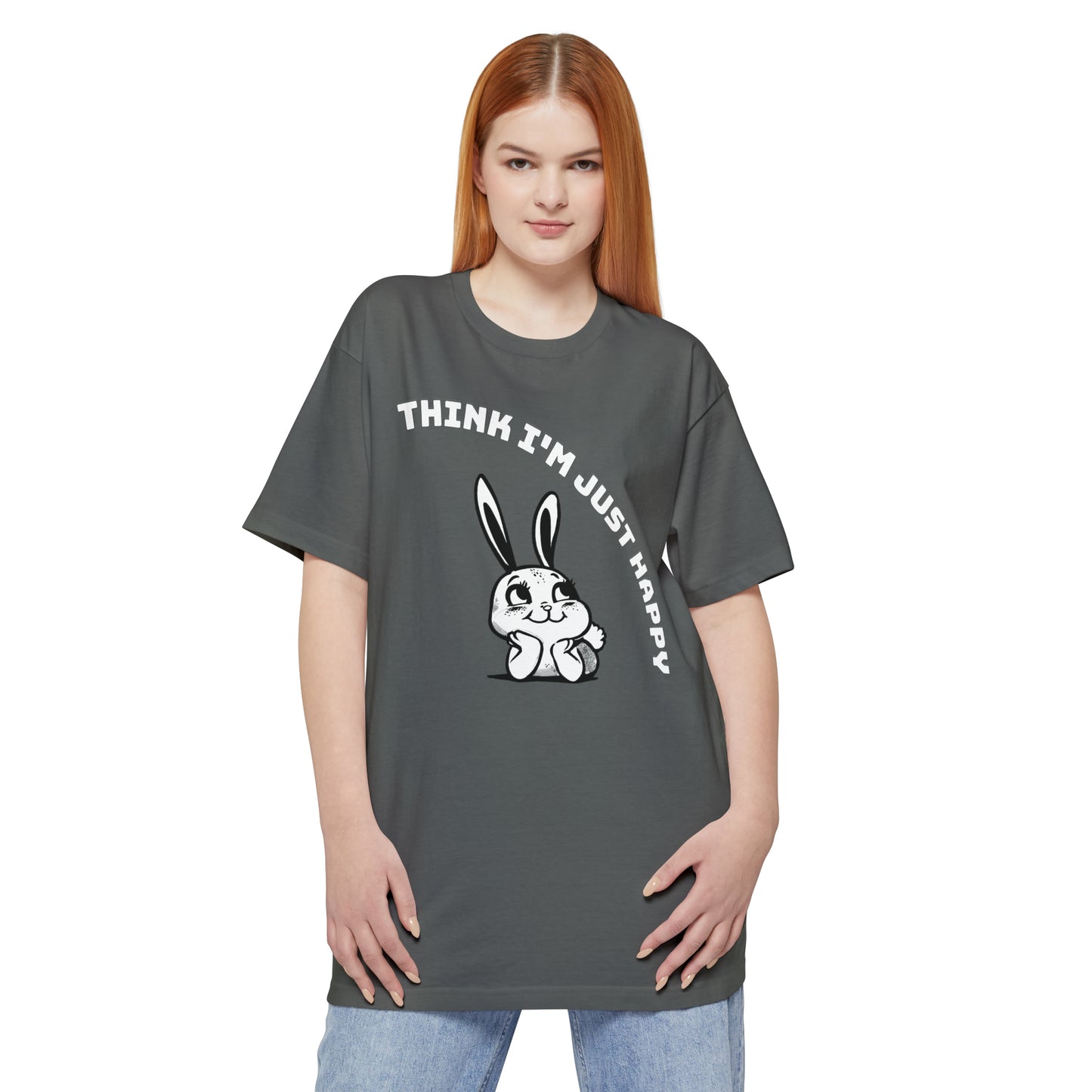 oversized think I'm just happy tall beefy longline tshirt