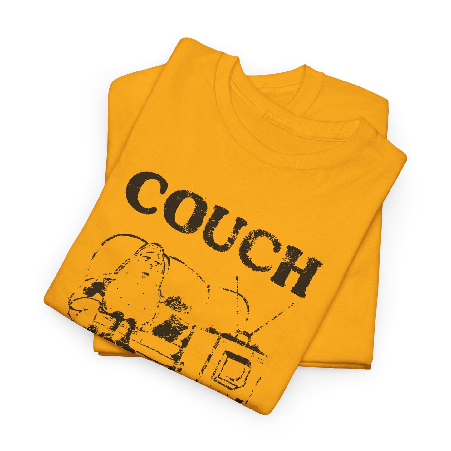 vintage couch potato reproduction in black graphic tshirt