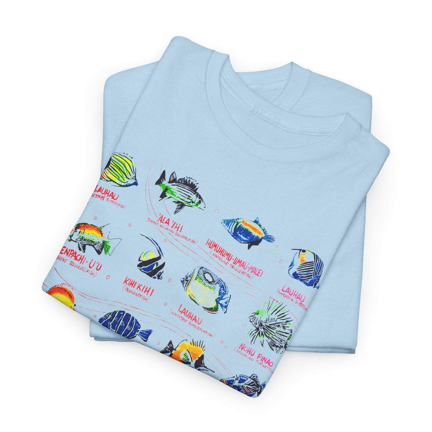 vintage hawaiian fishes reproduction with fish names tshirt
