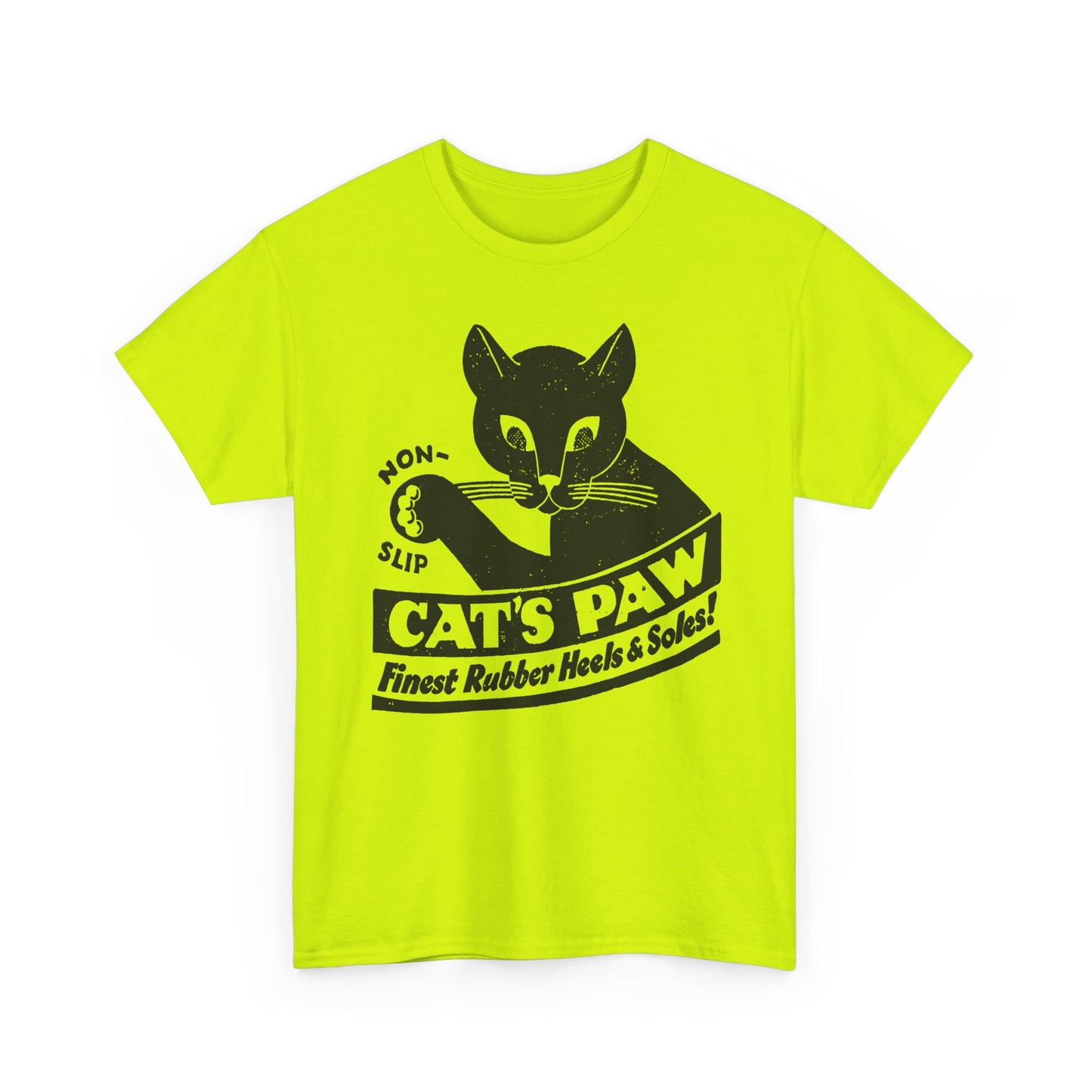 1940s cat's paw rubber heels and soles shoe company logo reproduction tshirt