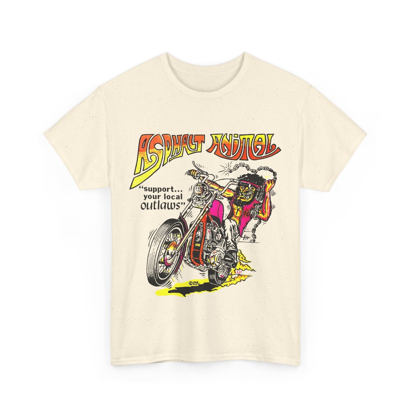 vintage 1967 asphalt animal support your local outlaws mototcycle graphic reproduction tshirt