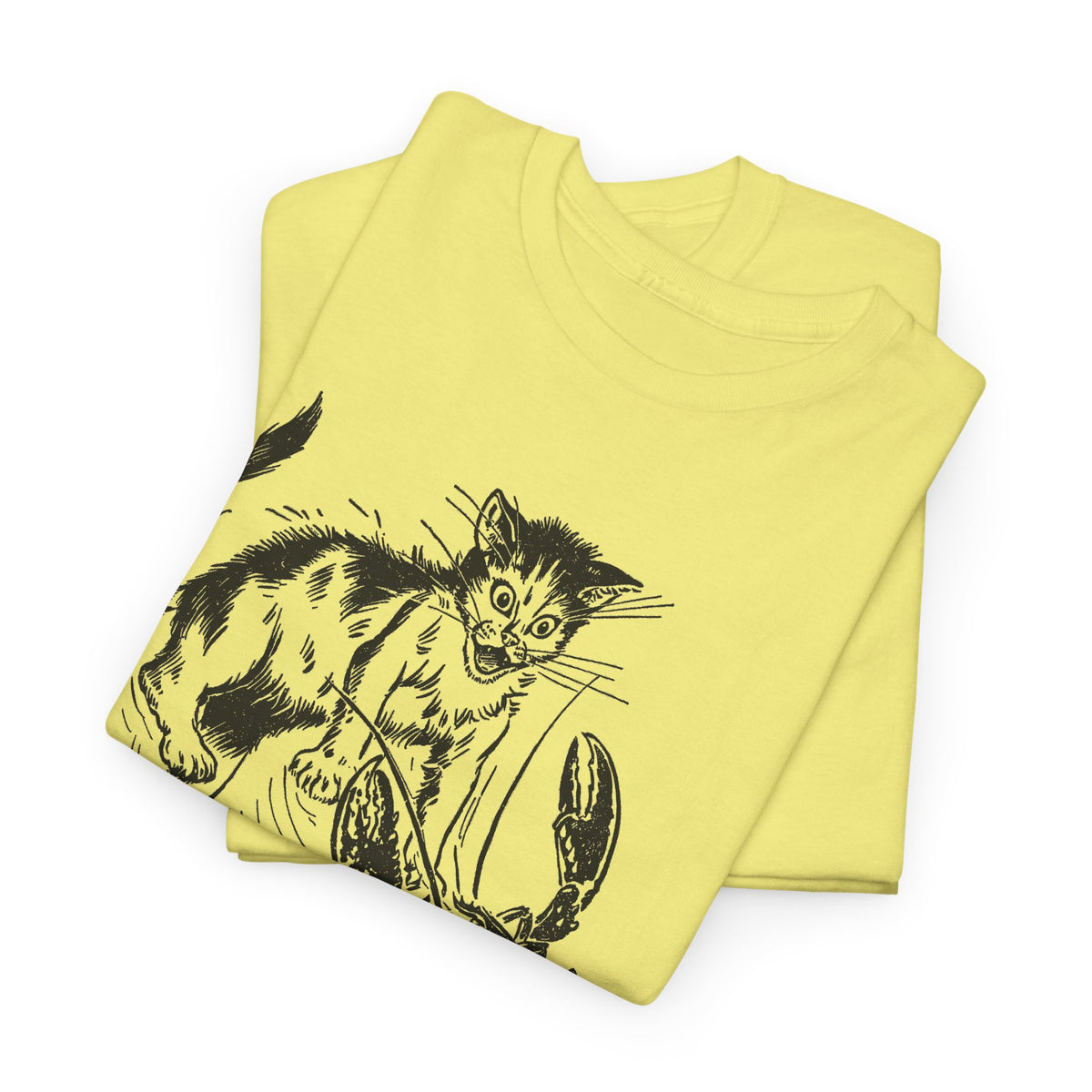 mid twentieth century children's book illustration cat and lobster tshirt