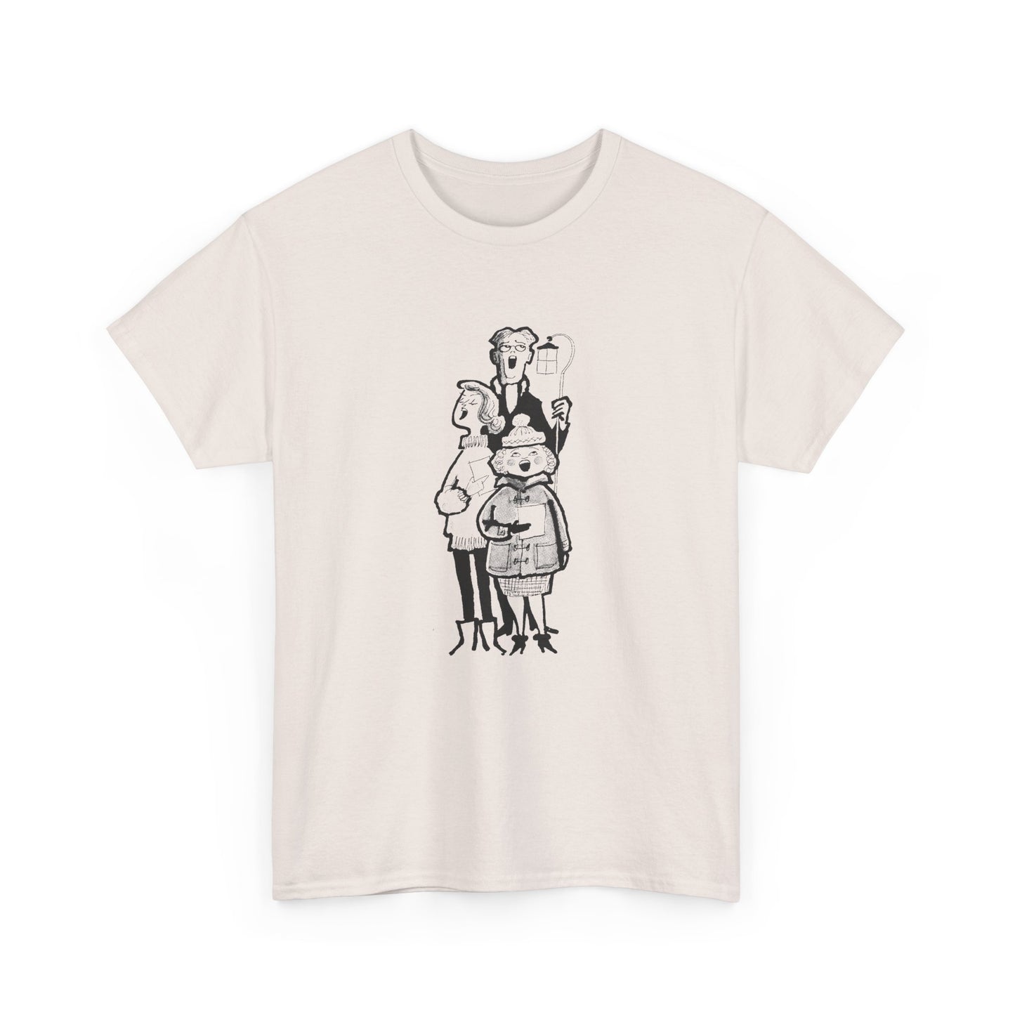 vintage 1960s caroling illustration reproduction tshirt
